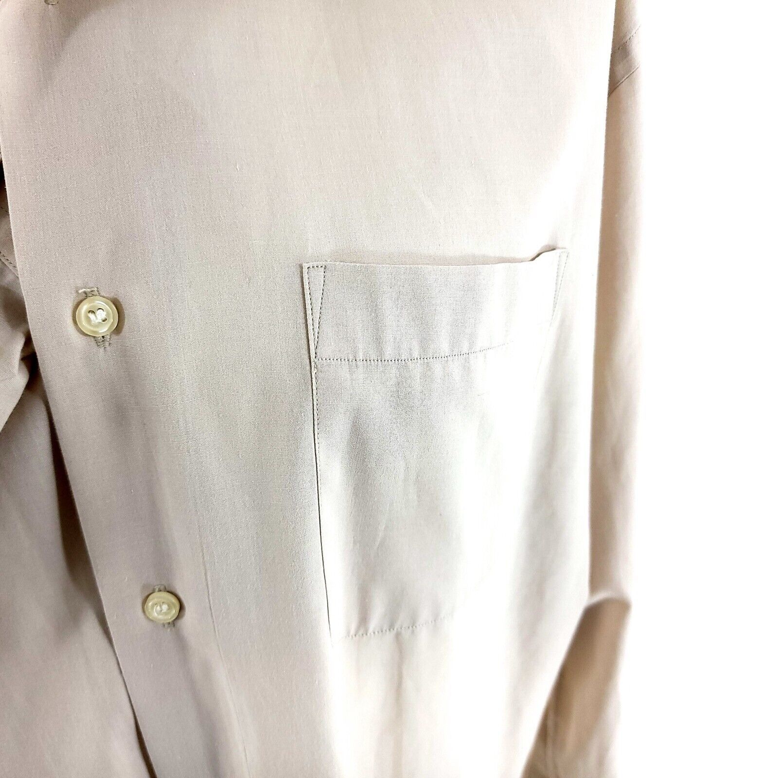 Bergamo New York Bergamo New York Tan Cream 15.5 34/35 Pocket Front Dress Shi Size US L / EU 52-54 / 3 - 3 Thumbnail