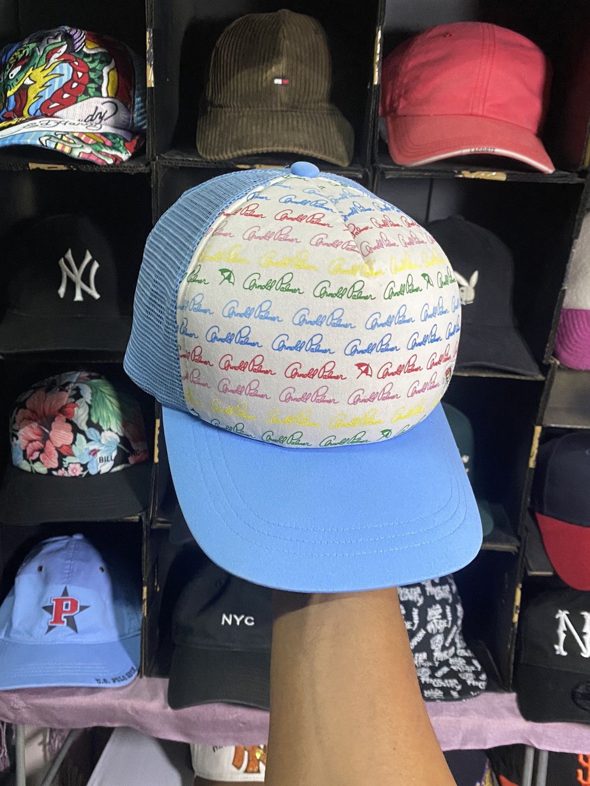 Designer × Japanese Brand × Vintage Cap vintage arnold palmer Trucker Mesh baby blue Size ONE SIZE - 3 Thumbnail
