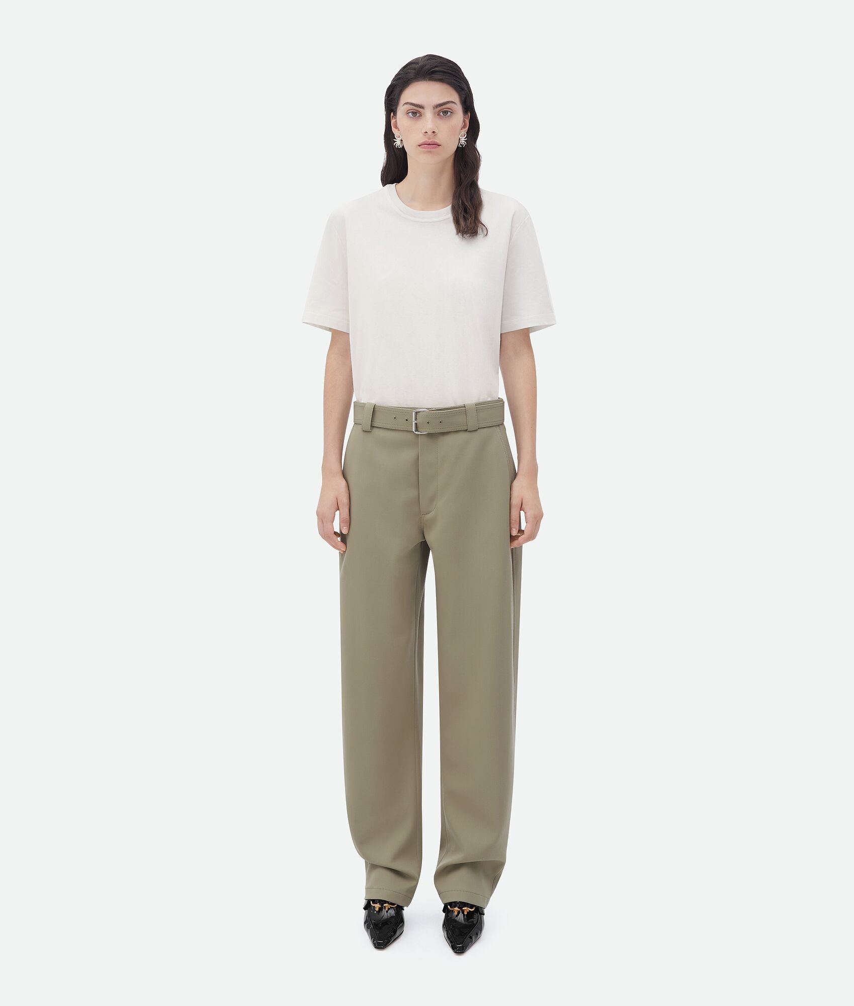 Bottega Veneta o1n1vont0325 Tapered Leg Grain De Poudre Trouser in Green Size 27" / US 4 / IT 40 - 1 Thumbnail