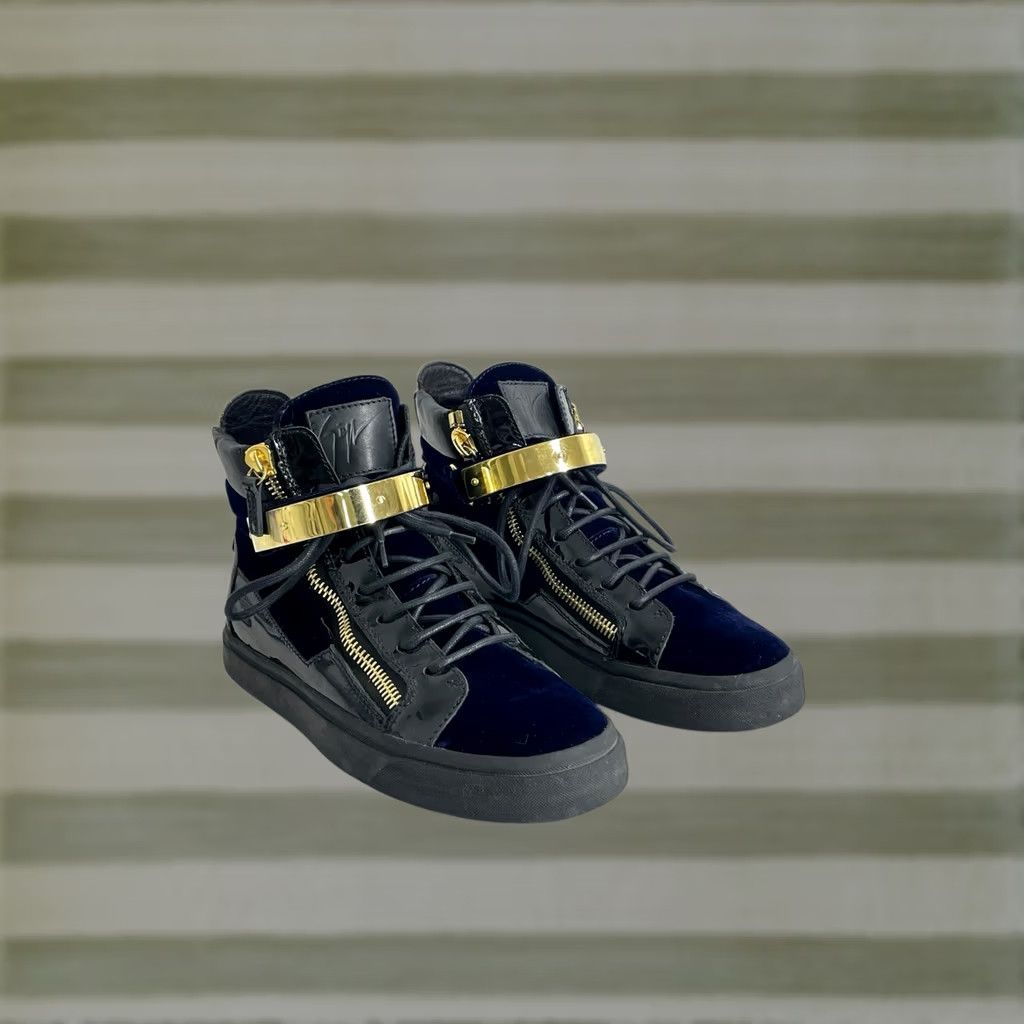 Giuseppe Zanotti Giuseppe Zanotti Coby High Top Velvet Trainers Navy Blue Shoes Mens 39.5 Velvet Casual Shoes Size US M / EU 48-50 / 2 - 1 Thumbnail
