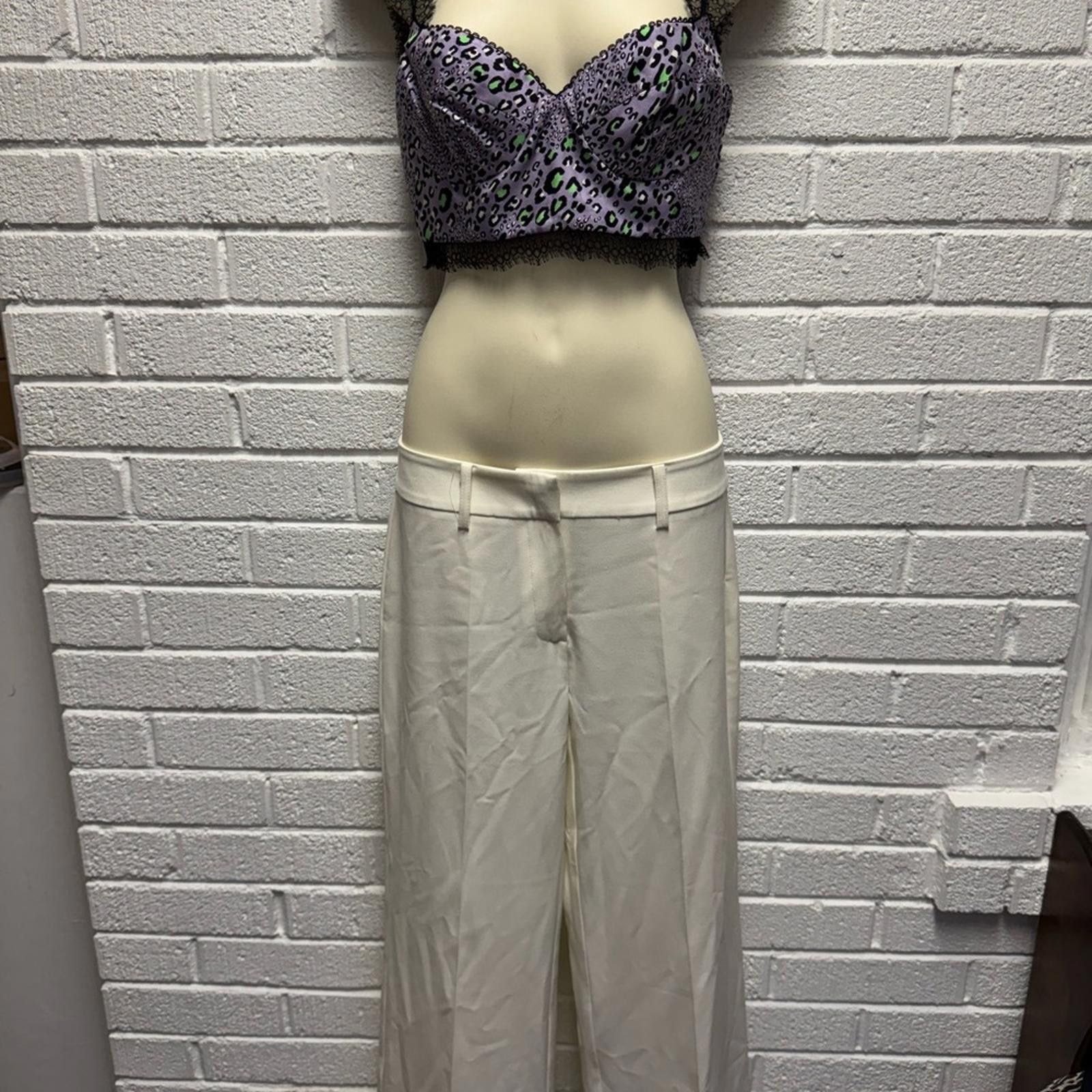 Designer Classic Wide-Leg Trousers - Elegant Neutral Style Oppio Size 28" / US 6 / IT 42 - 2 Thumbnail