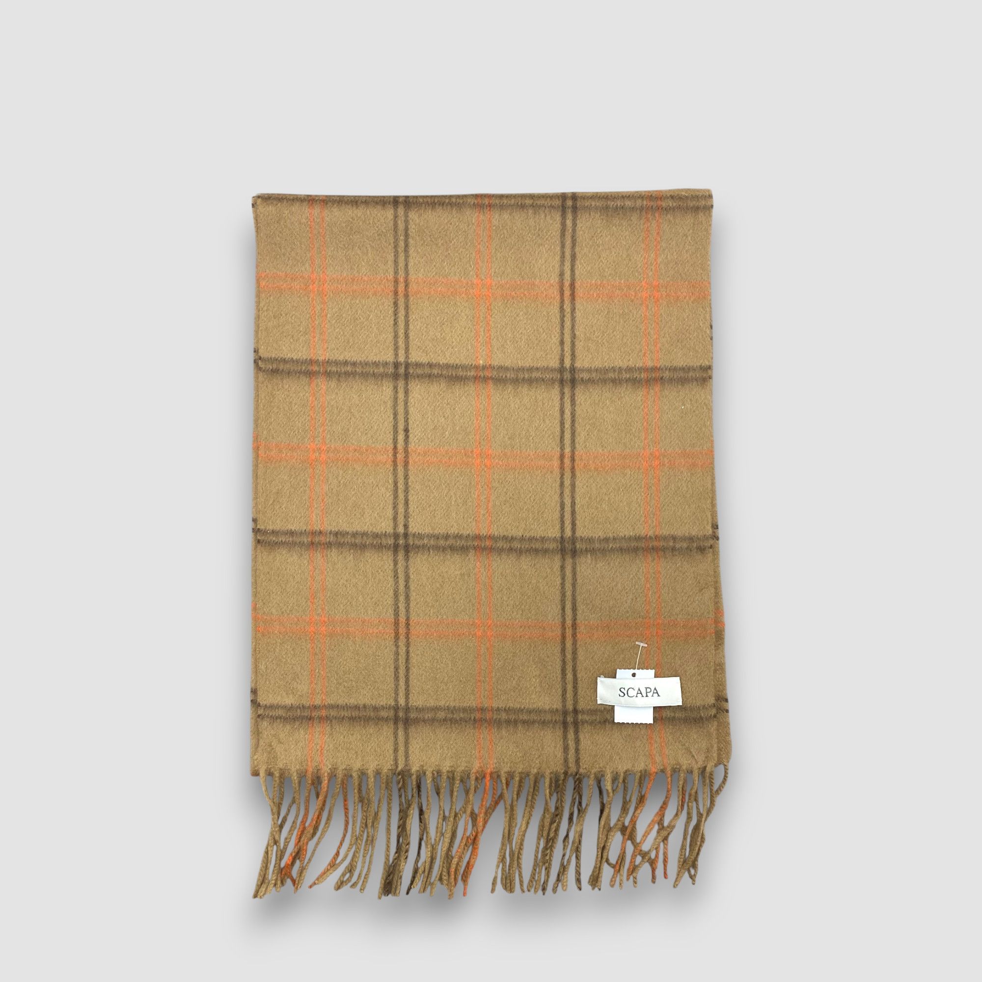 Japanese Brand Vintage Scapa Scarf Muffler Wool Plaid Fringe Neck Scarves Size ONE SIZE - 2 Thumbnail