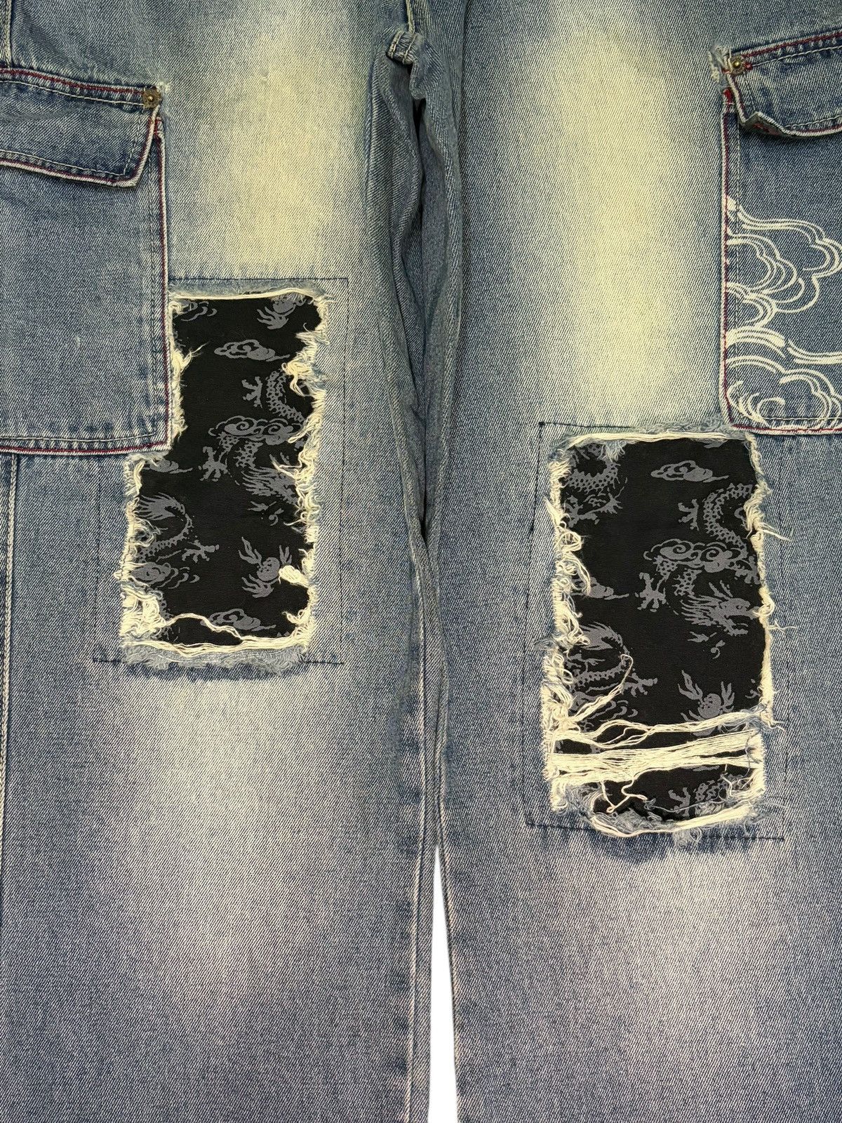 Marithe + Francois Girbaud Vintage Japanese Brand Karakuri Cargo Distress Baggy Jeans Size US 35 - 3 Thumbnail