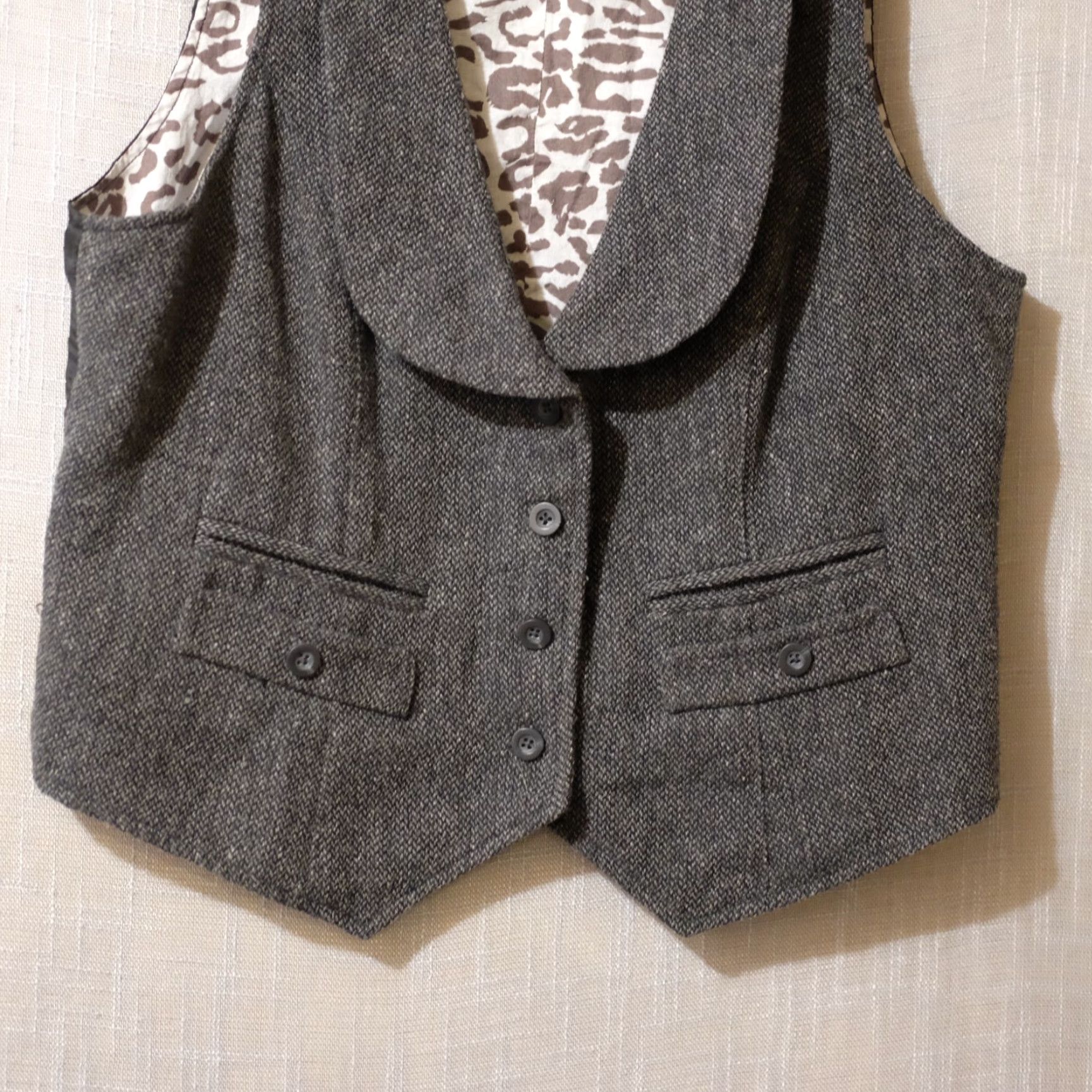 Vintage Relativity Vest Wool Blend Heather Black/Grey Lined Womens M Vest Size L / US 10 / IT 46 - 3 Thumbnail