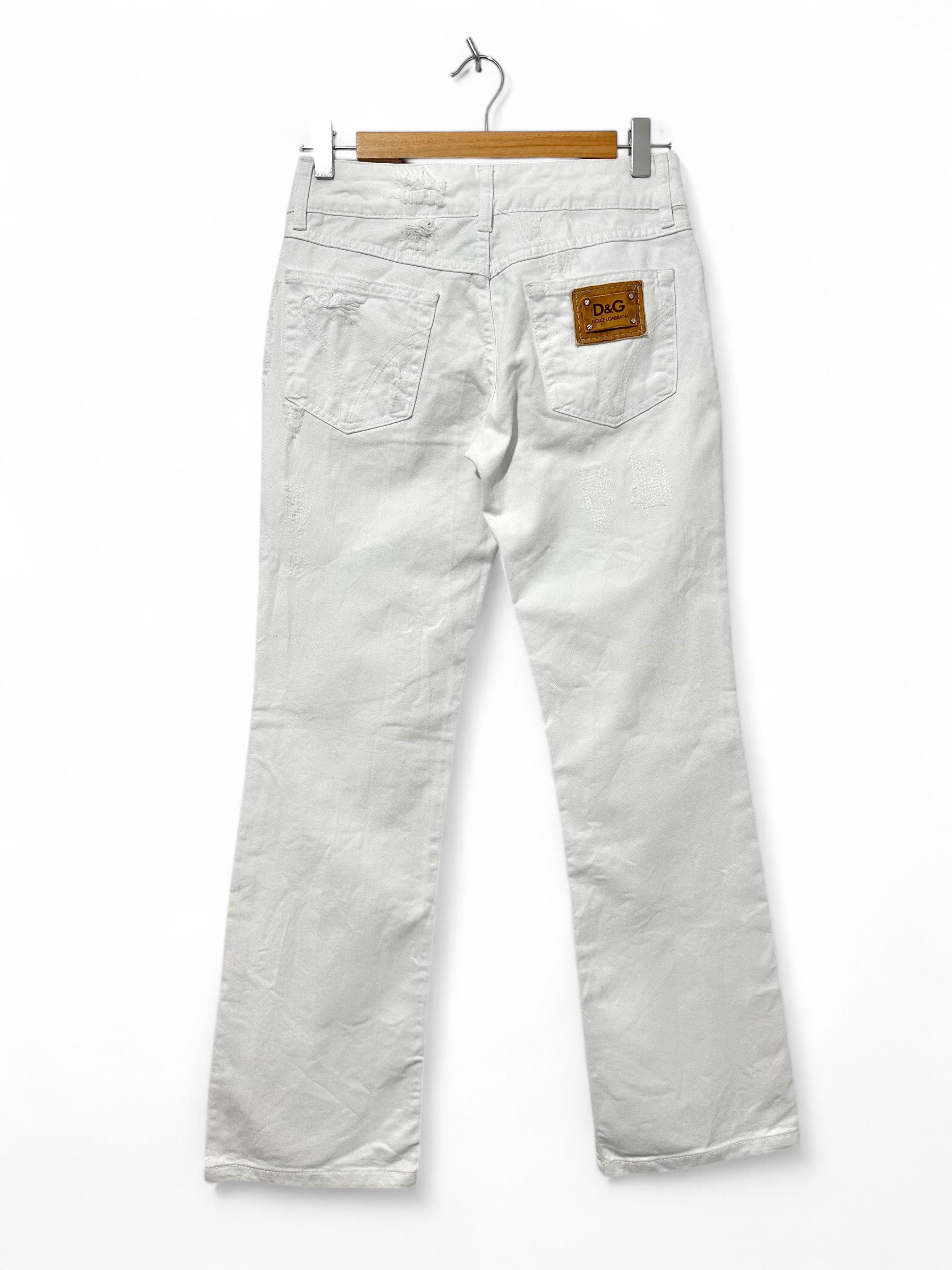 Dolce & Gabbana y2k Dolce & Gabbana But Cut Denim Jeans White (XS) Size 24" / US 00 / IT 34 - 2 Thumbnail