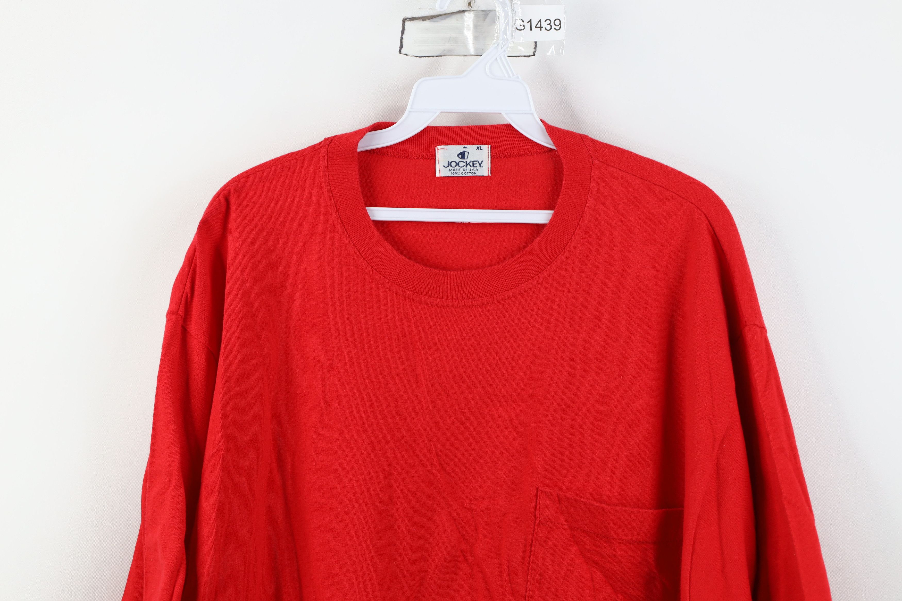 Vintage Vintage 90s Streetwear Heavy Cotton Pocket T-Shirt Red USA Size US XL / EU 56 / 4 - 2 Thumbnail
