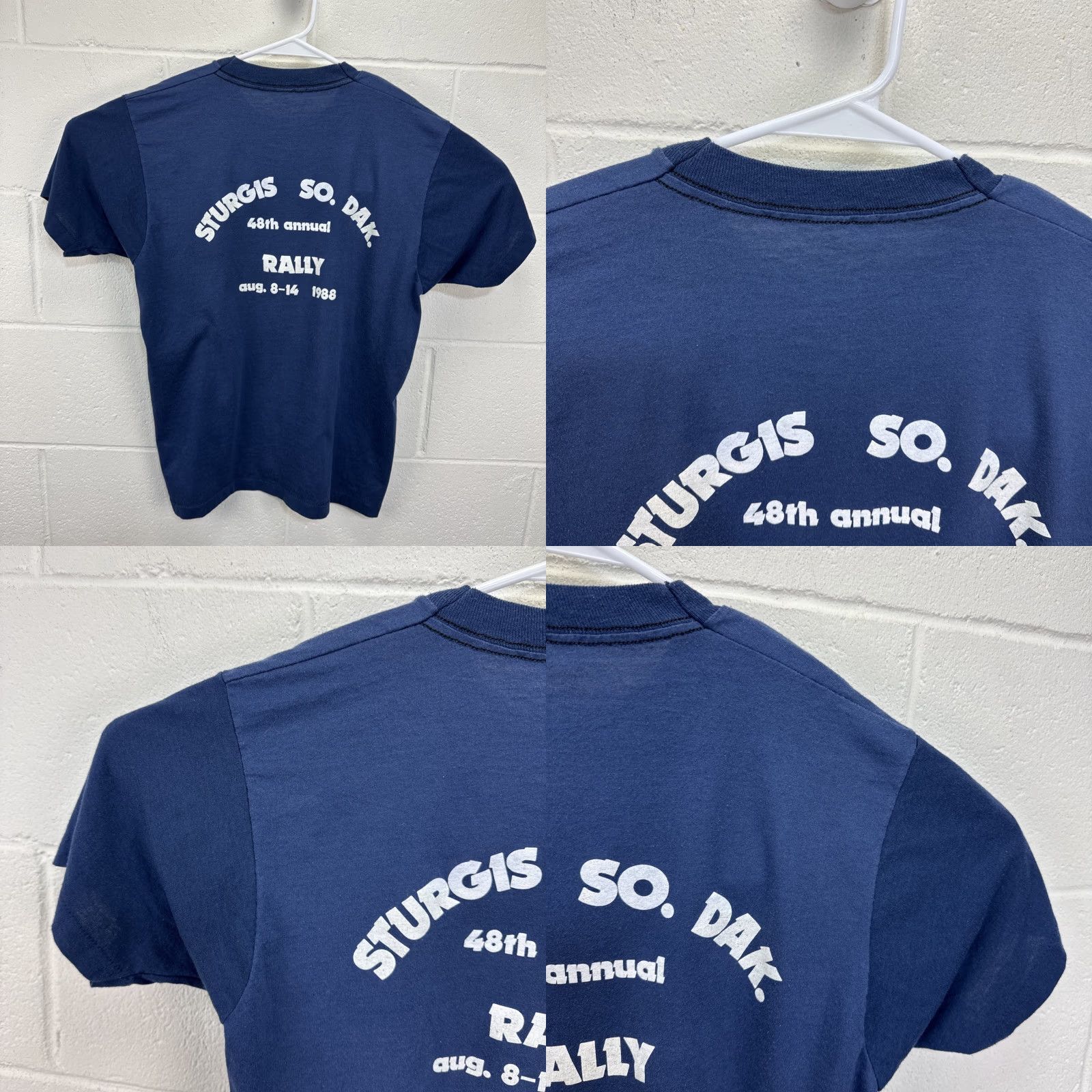 Vintage VINTAGE Sturgis T-shirt 1988 1989 Biker Motorcycle USA Graphic Print Crew Neck Short Sleeve Men M Blue Black Hills 48th Annual Eagle Size US M / EU 48-50 / 2 - 8 Thumbnail