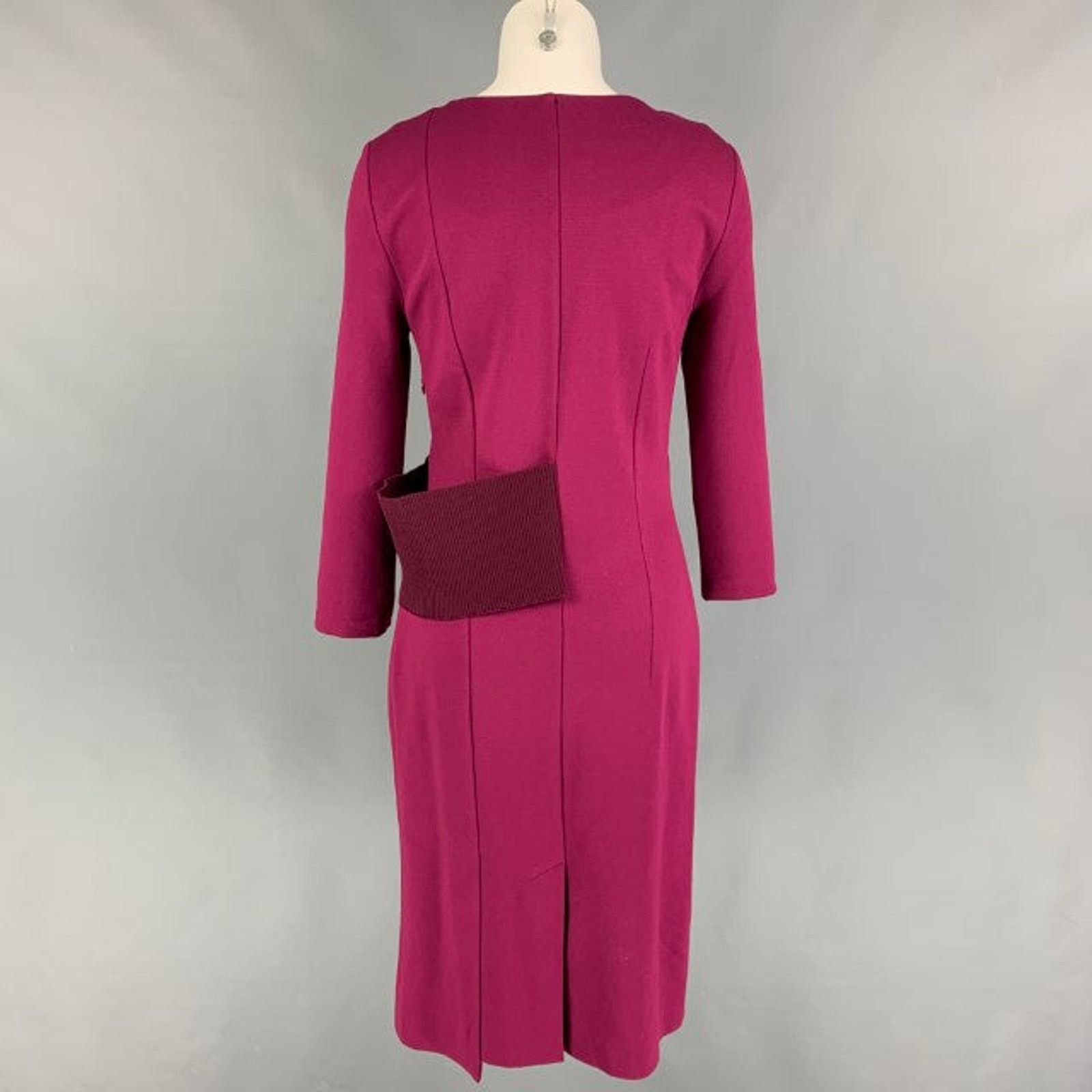 Maison Margiela Size 4 Raspberry Viscose Blend Fitted Cocktail Dress Size S / US 4 / IT 40 - 3 Thumbnail