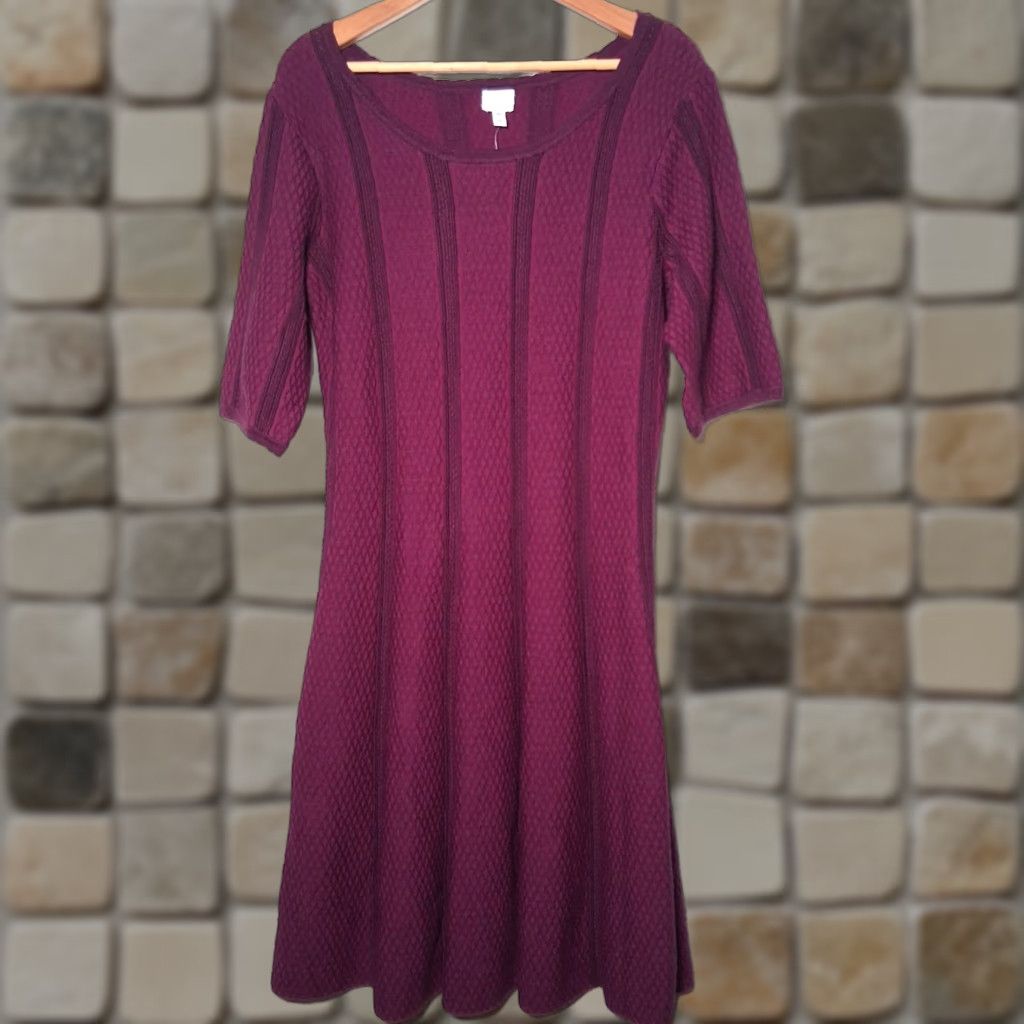 Vintage VINTAGE Dressbarn Sweater Dress XL Diamond Knit Maroon Whimsygoth READ Flawed Size XL / US 12-14 / IT 48-50 - 1 Thumbnail