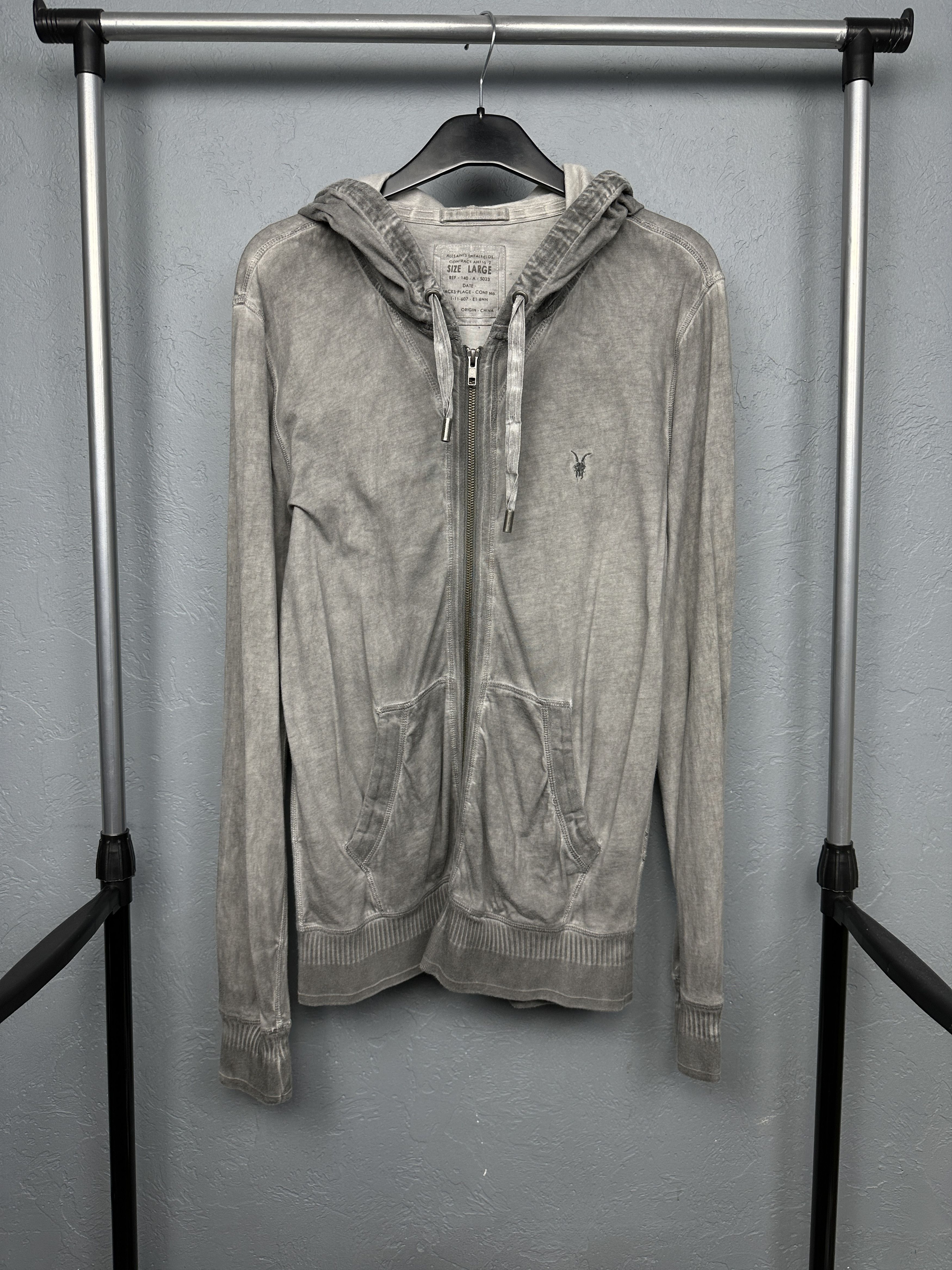 Allsaints Allsaints Mens Hertford Washed Cotton Zip Hoodie Size US L / EU 52-54 / 3 - 1 Thumbnail
