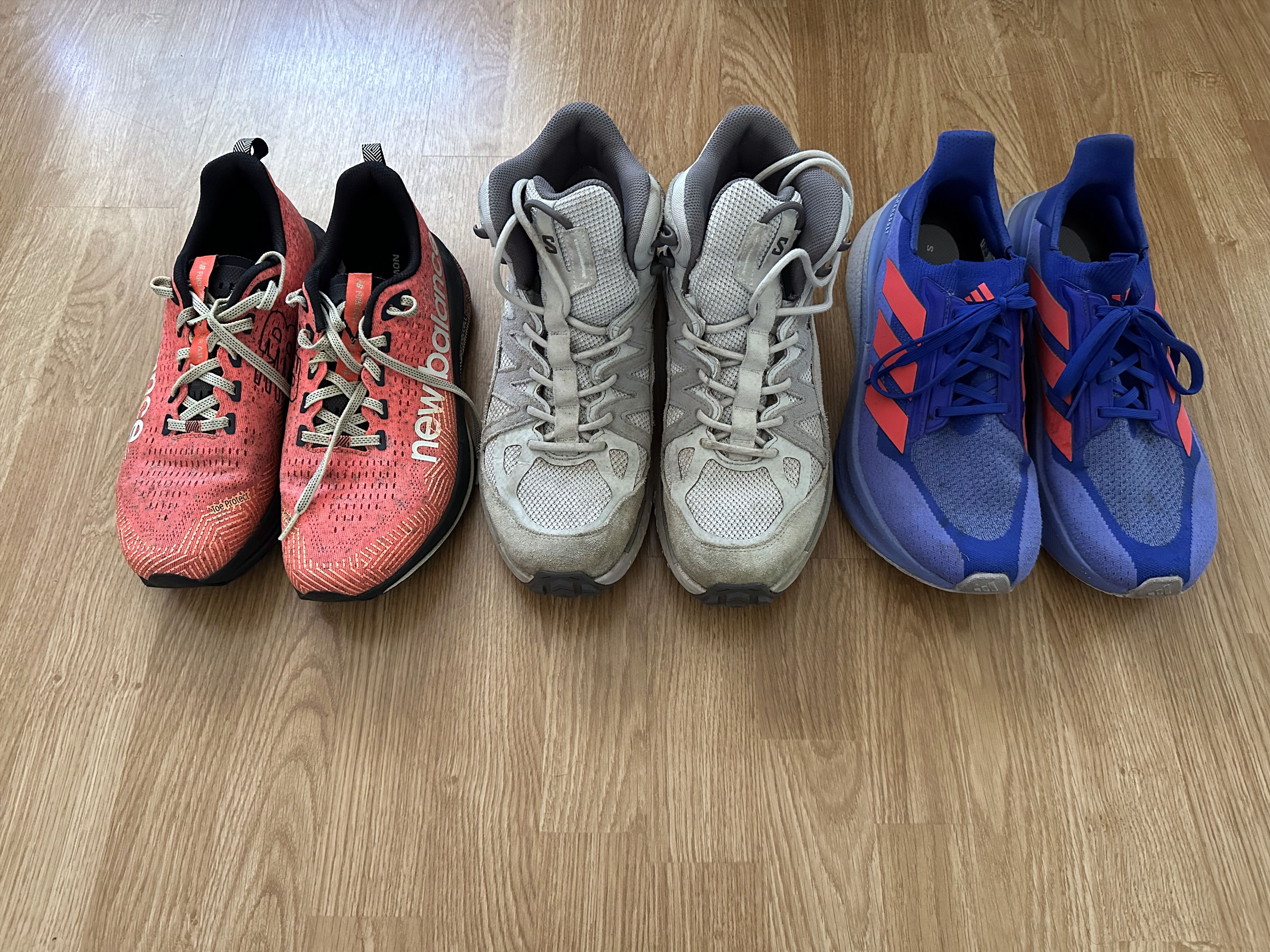 Salomon (3 pairs) Odyssey ELMT, UltraBOOST 5X, SC Trail Size US 10.5 / EU 43-44 - 5 Thumbnail
