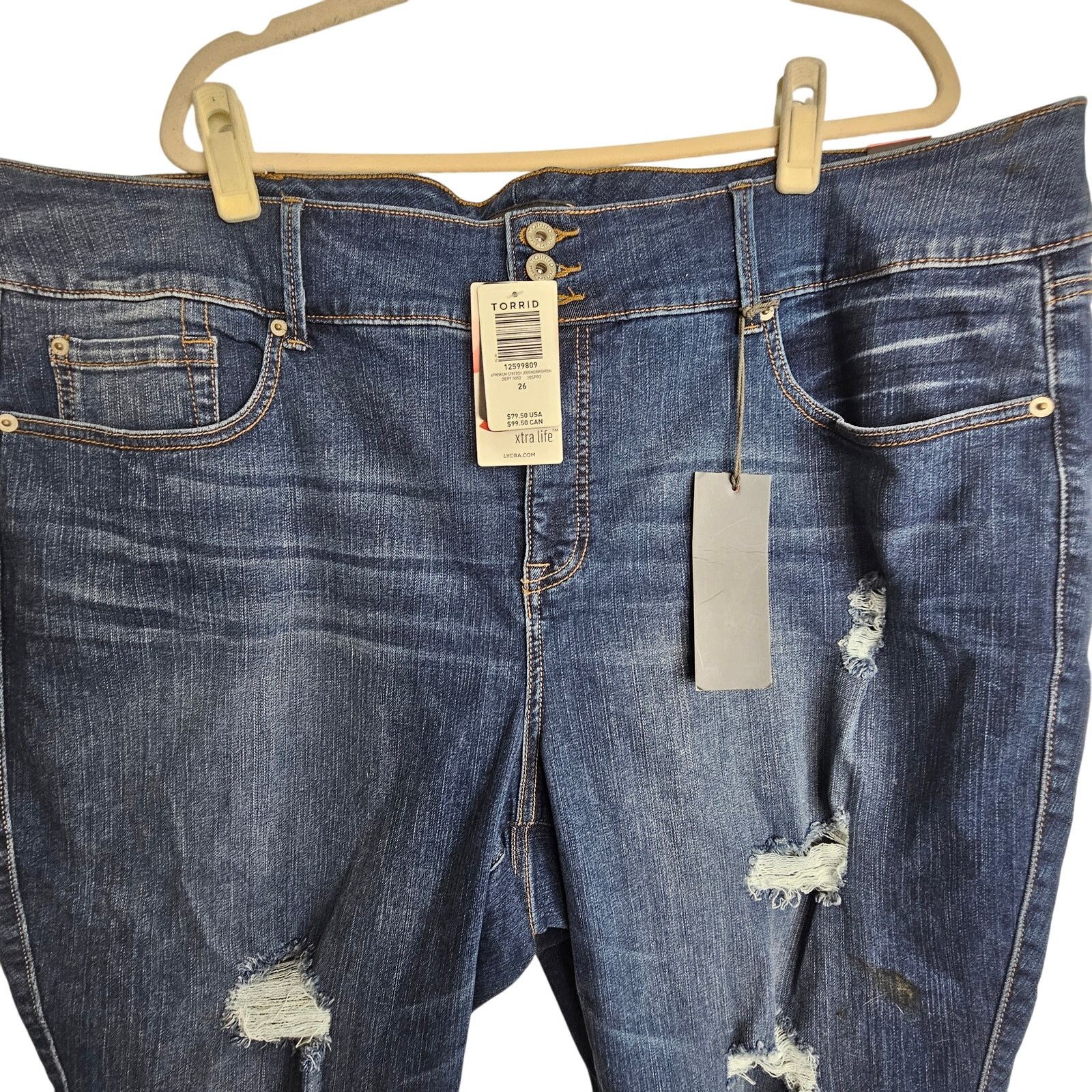 Torrid Torrid Womens Brighton Jeggings Distressed Jeans 26 Cropped Size 42" / US 20 - 2 Thumbnail