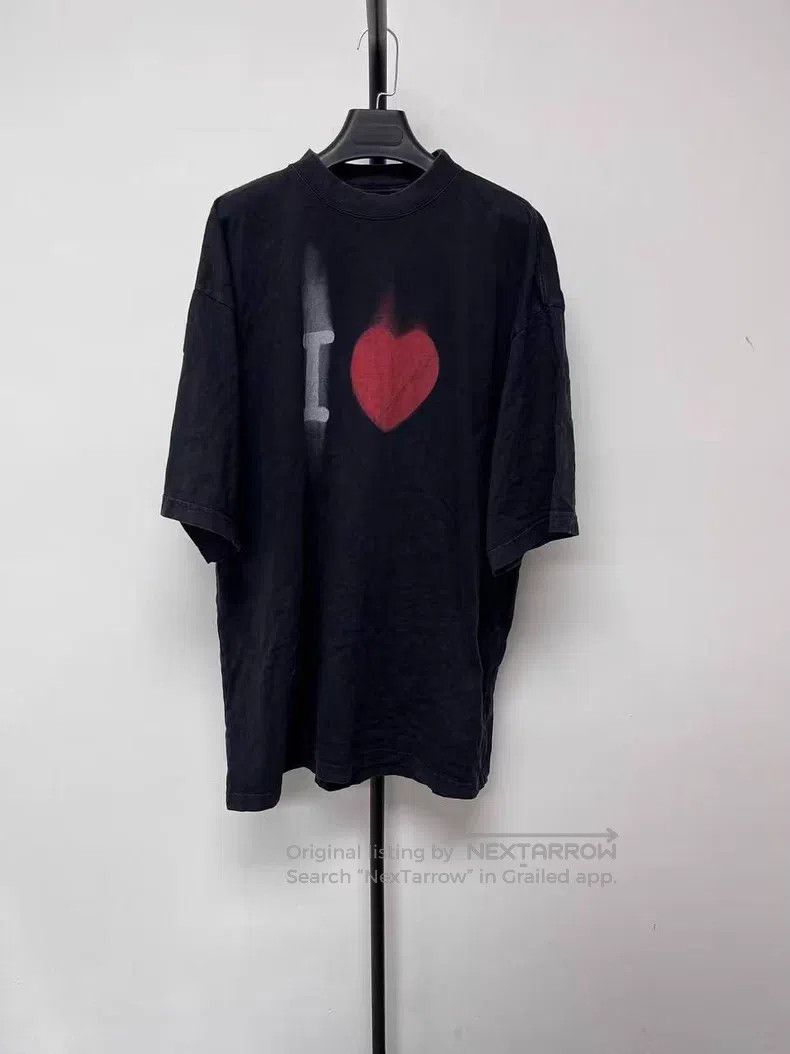 Balenciaga Letter Heart Printed Short Sleeve T-Shirt