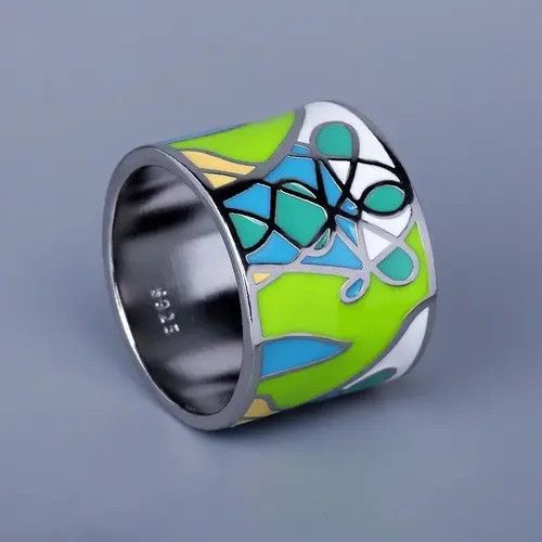Japanese Brand Enamel Green Leaf Shape Rings (size 6-10) Size ONE SIZE - 1 Thumbnail