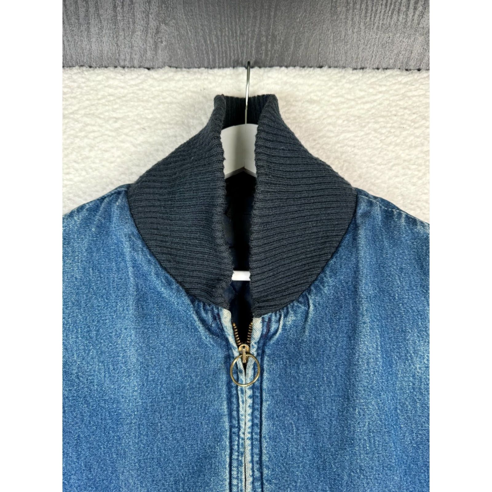Vintage VINTAGE OshKosh B'gosh Bomber Jacket Denim Men's Medium - Faded Distressed, Blue, Zipper, Outdoor, 90s, Jacket, Mens Size US M / EU 48-50 / 2 - 7 Thumbnail