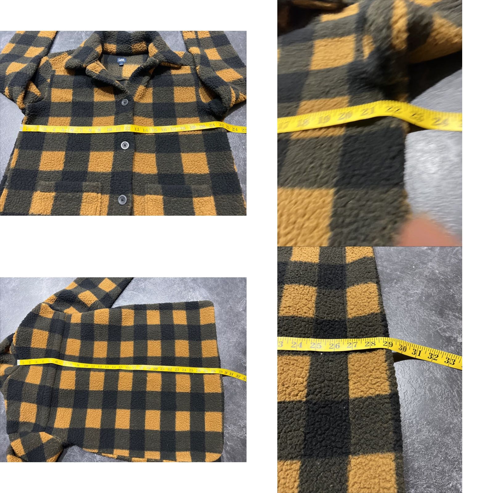 Lee Lee Women’s Plaid Long Sleeve 100% Polyester Teddy Bear Jacket Size L Gold Tan Size L / US 10 / IT 46 - 8 Thumbnail