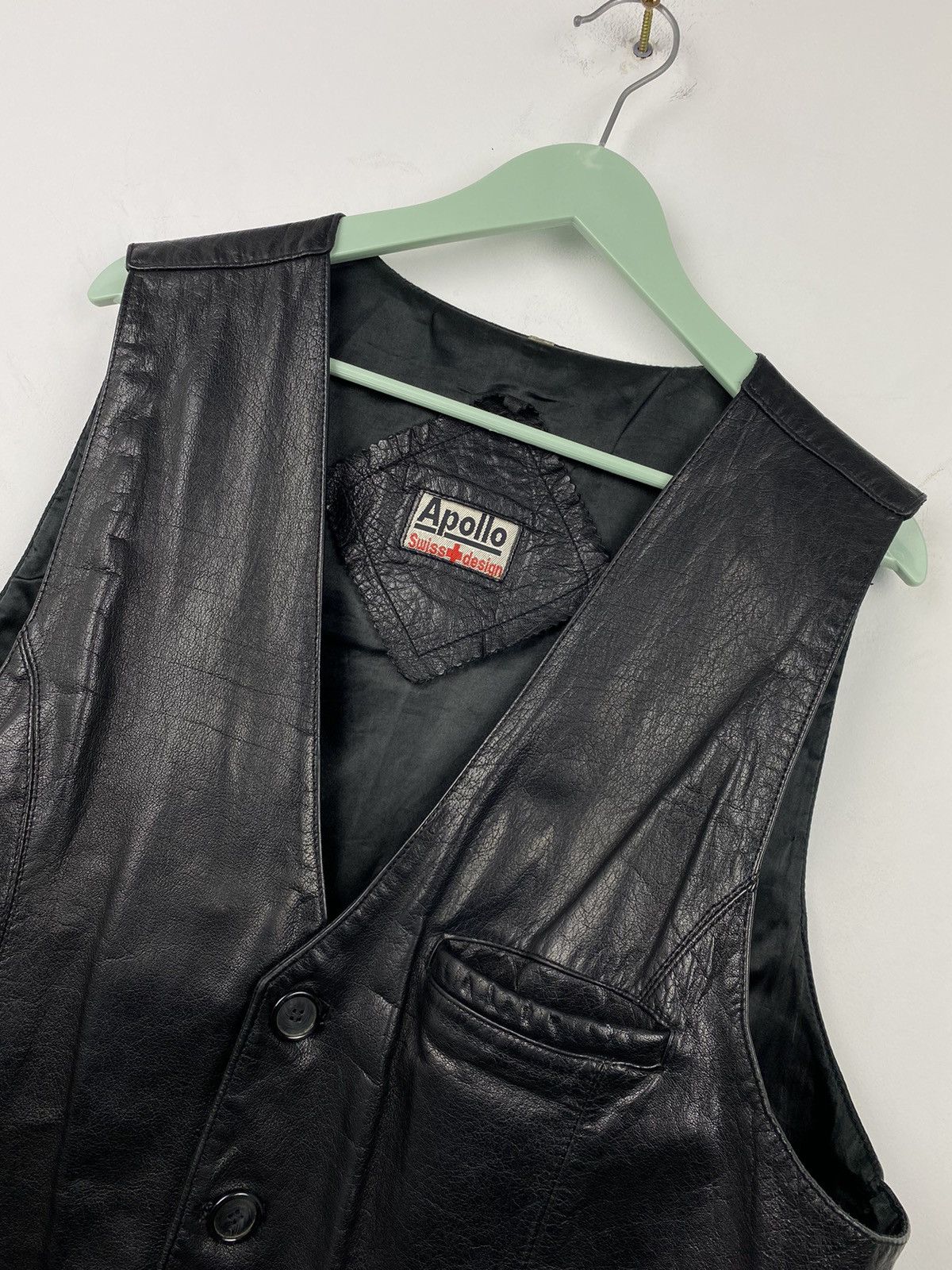 Genuine Leather Vintage Apollo Leather Vest Biker Harley Davidson Avirex Y2K Size US L / EU 52-54 / 3 - 2 Thumbnail