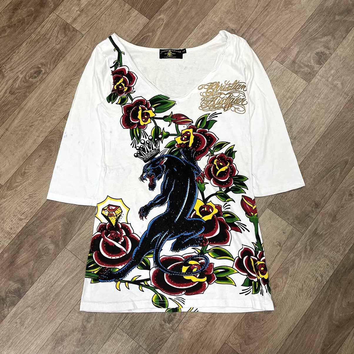 Christian Audigier × Ed Hardy Christian Audigier Los Angeles Ed Hardy Panter Studed Tee Size L / US 10 / IT 46 - 1 Thumbnail