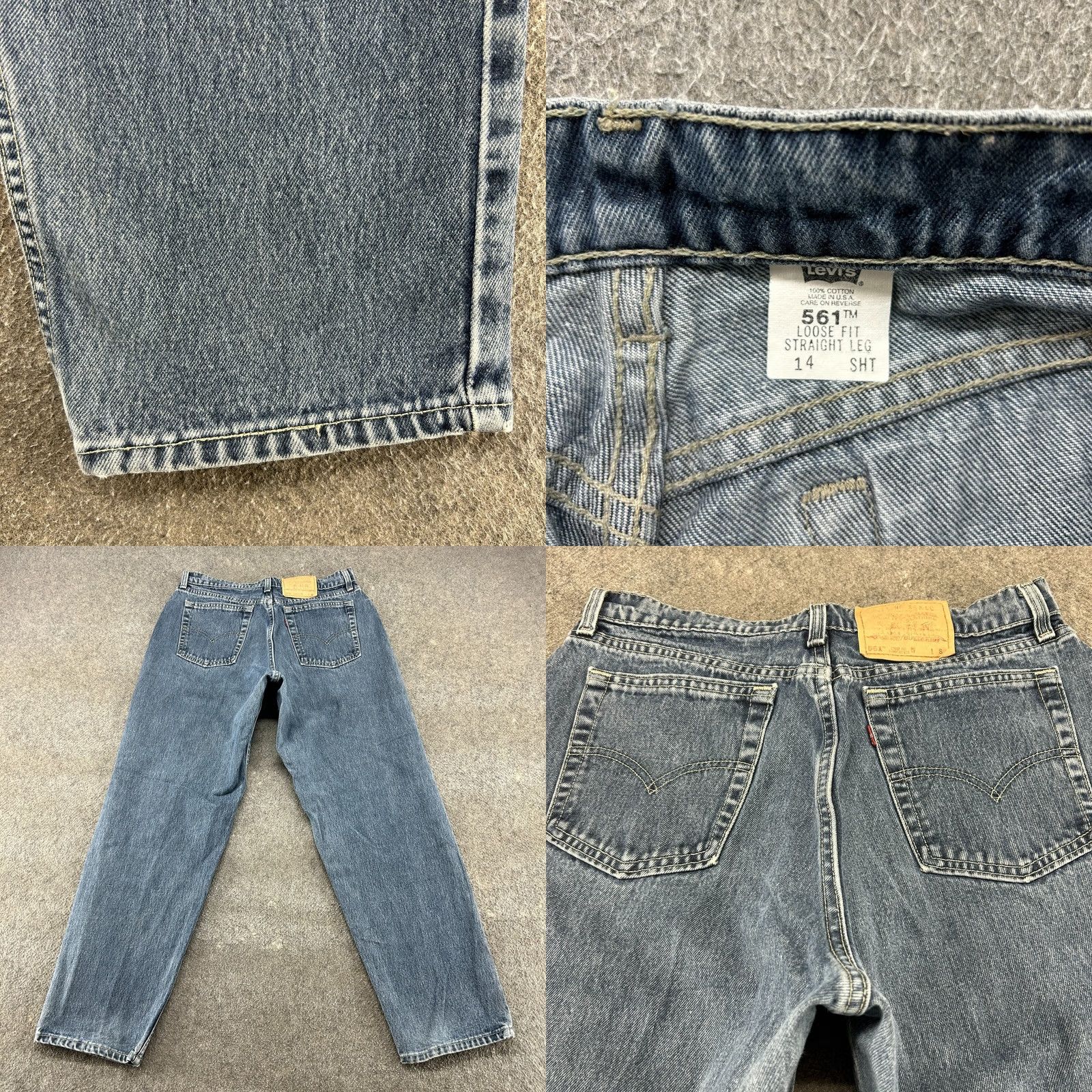 Levi's VINTAGE Levi's 561 Jeans Women 14 Blue Relaxed Straight 31 In Inseam 5-Pocket Distressed USA 90s Size 36" / US 14 / IT 50 - 8 Thumbnail