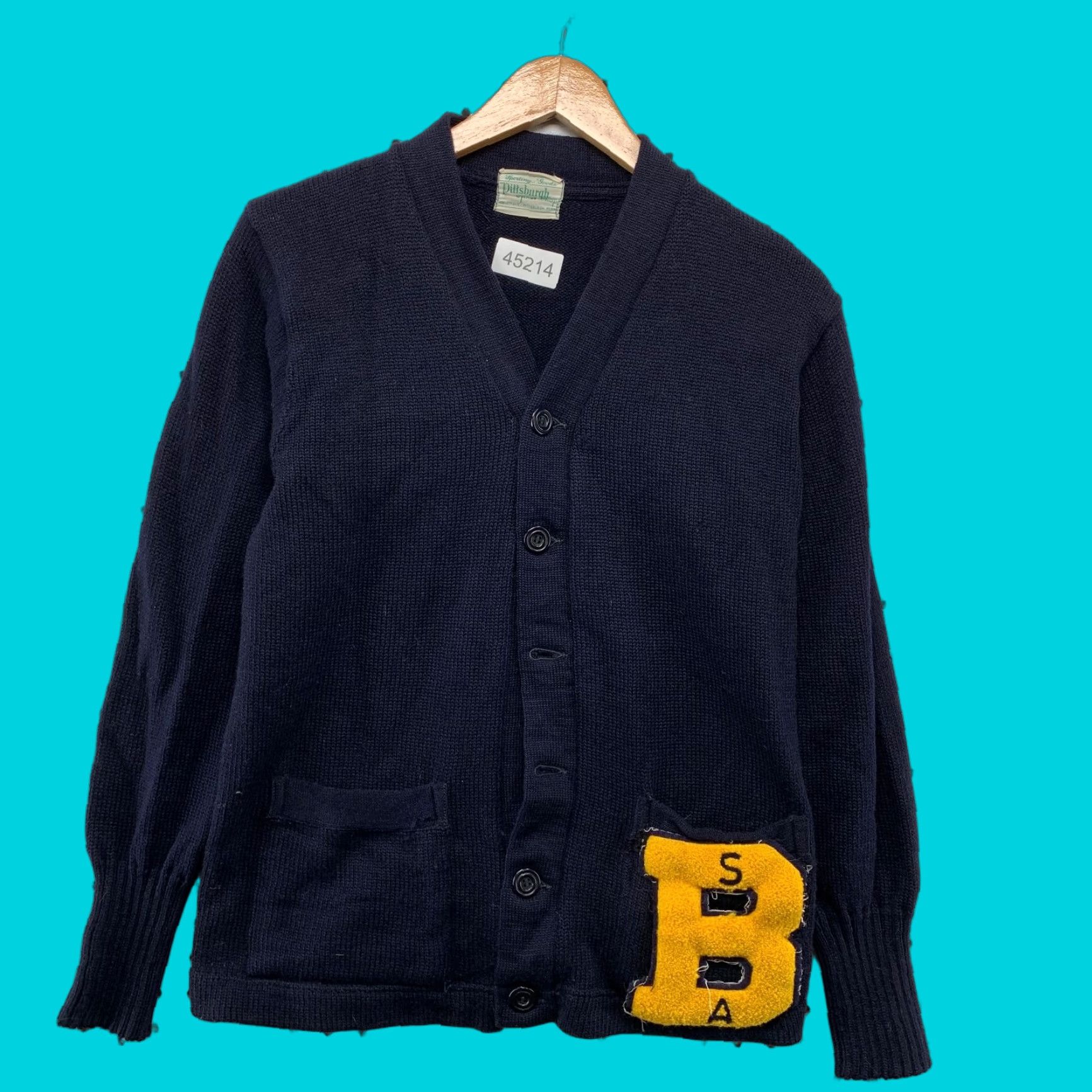 Vintage VINTAGE Pittsburgh Sport Shop Wool Cardigan Mens Small Navy Blue Letter Man USA Shirt Mens Small Blue Cardigan 50s 60s 70s Size US S / EU 44-46 / 1 - 1 Thumbnail