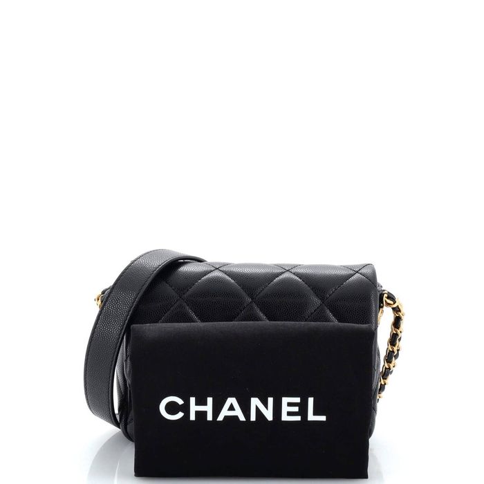 CHANEL Black Lambskin Pearl Crush Mini Vanity Case Chain Bag Gold