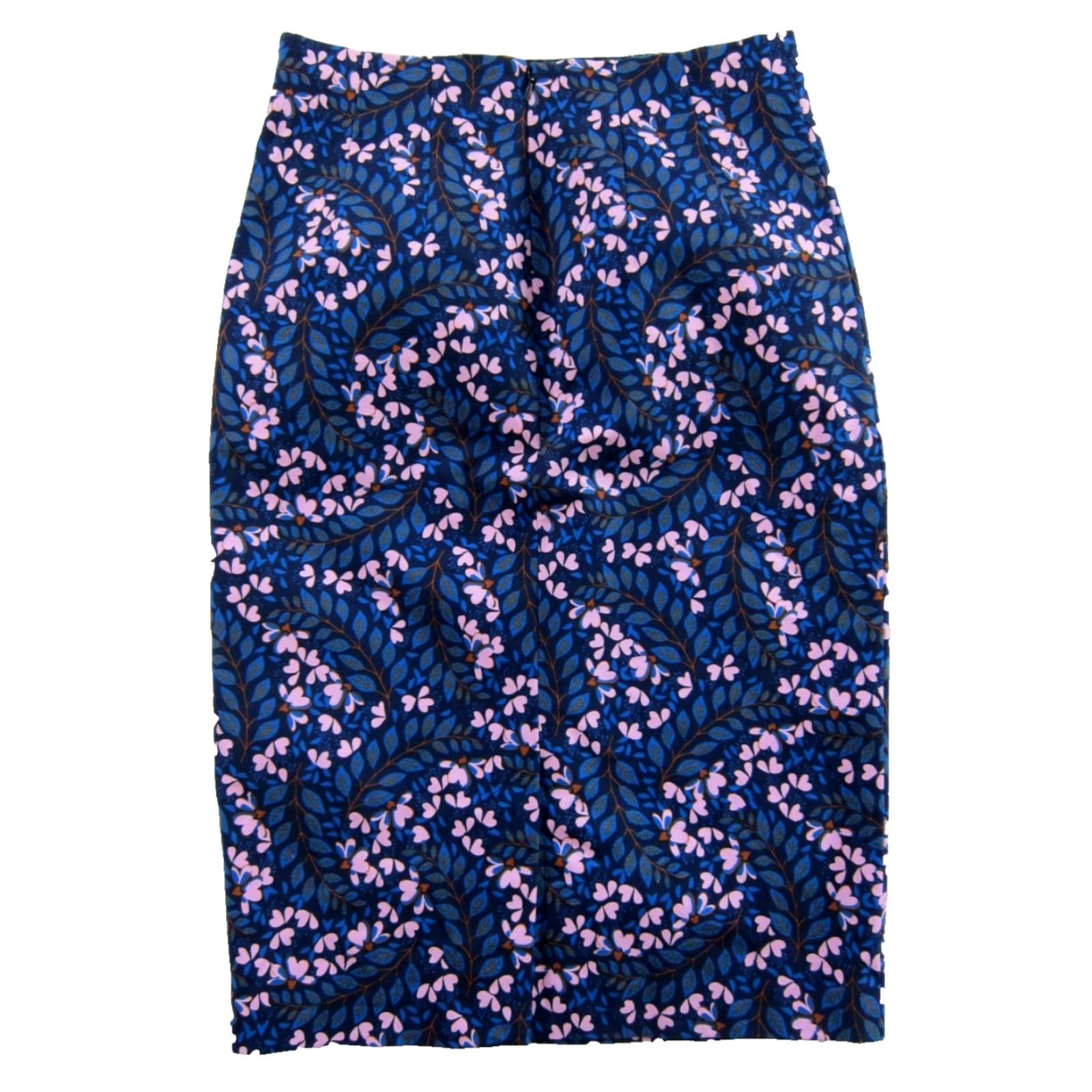 Boden Boden Blue Pink Orange Floral Cotton Stretch Straight Pencil Work Skirt 6R Size 28" / US 6 / IT 42 - 2 Thumbnail