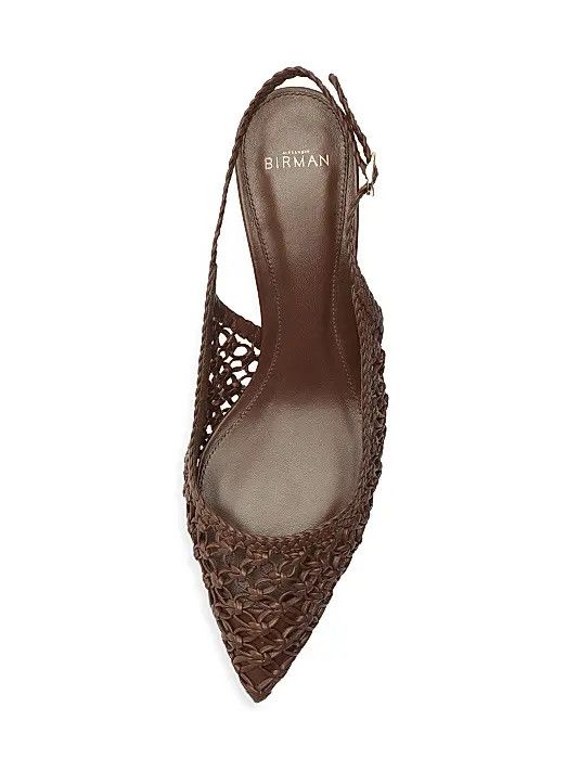 Alexandre Birman os11x1225 Jane Tresse 60MM Woven Leather Slingback Pumps Size US 11 / IT 41 - 6 Thumbnail