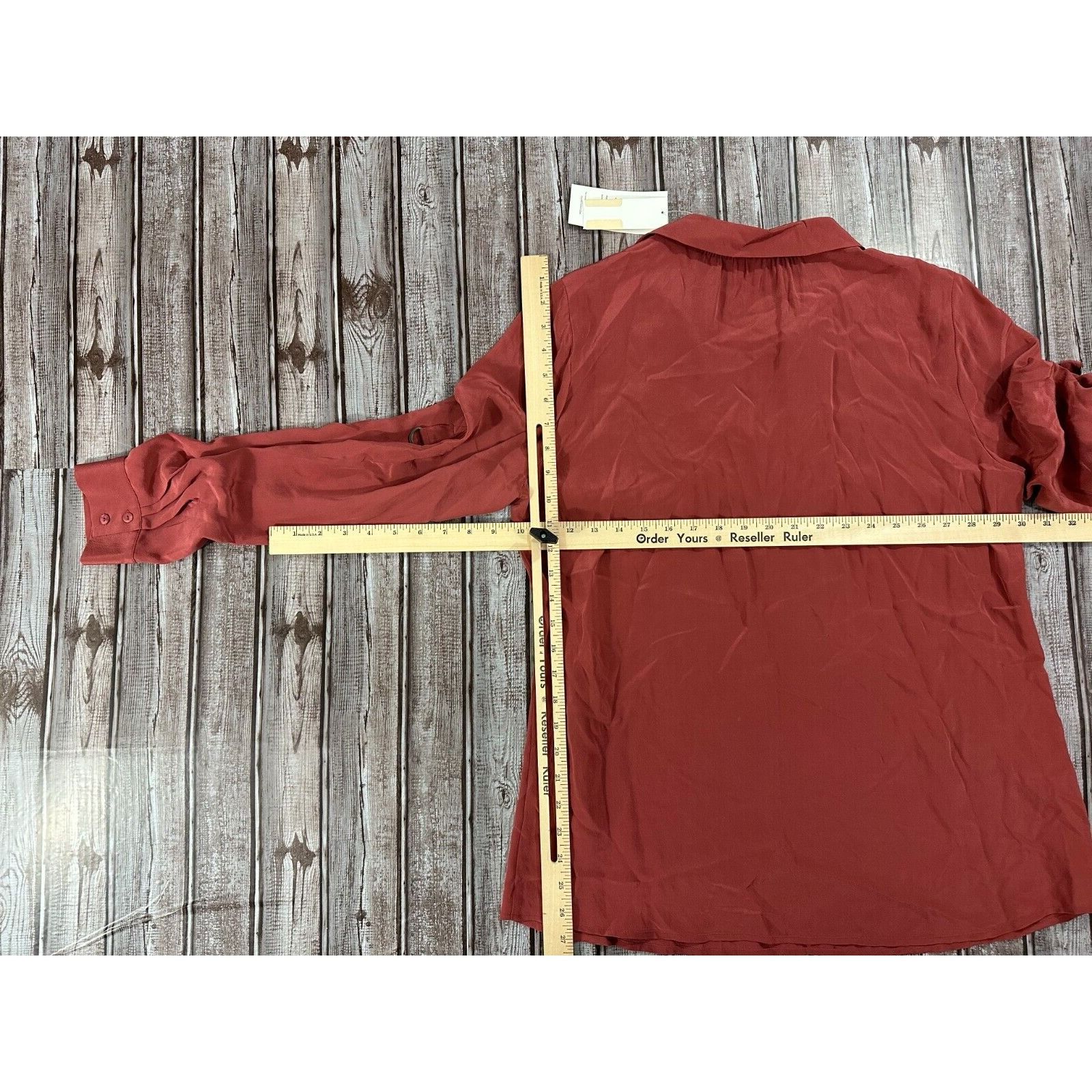 Eileen Fisher Eileen FISHER Silk Roll Tab Sleeve top blouse Dusty Red sz M Size M / US 6-8 / IT 42-44 - 2 Thumbnail