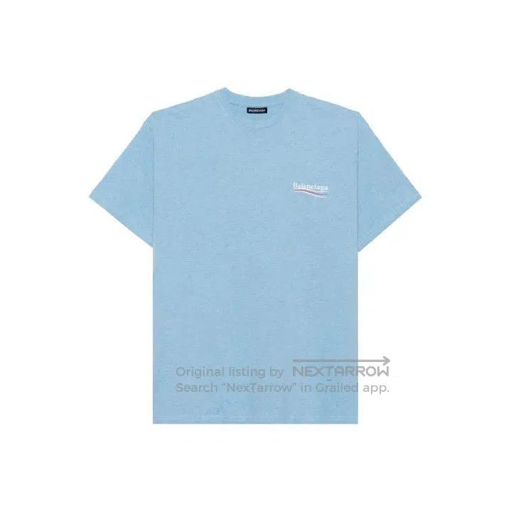 Balenciaga Balenciaga Blue Logo Print Short Sleeve T. Size US S / EU 44-46 / 1 - 1 Thumbnail