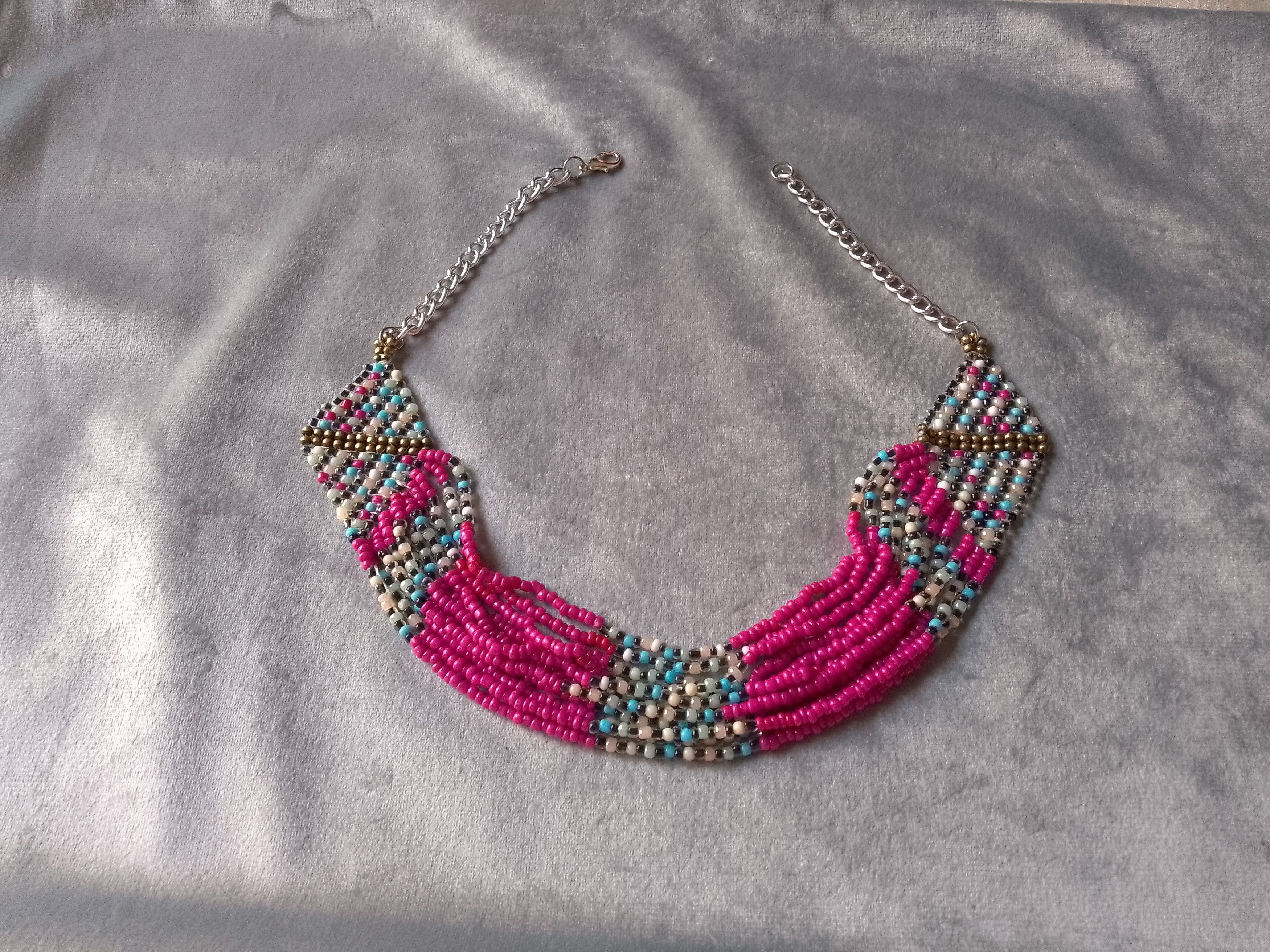 Handmade Necklace Ethnic African Style Pink Multicolor Multithread Size ONE SIZE - 7 Thumbnail
