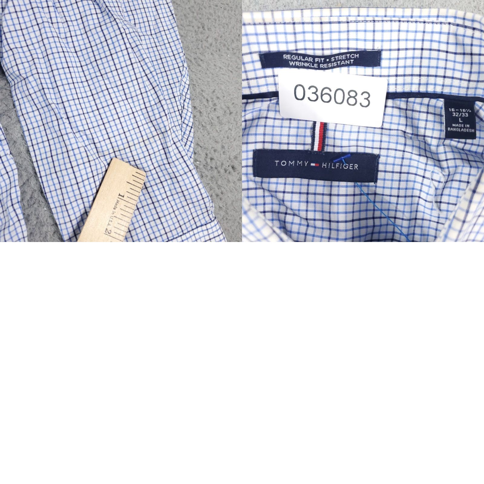 Tommy Hilfiger Tommy Hilfiger Casual Button-Up Shirt Mens Large Blue Check Long Sleeve Regular Fit Size US L / EU 52-54 / 3 - 8 Thumbnail