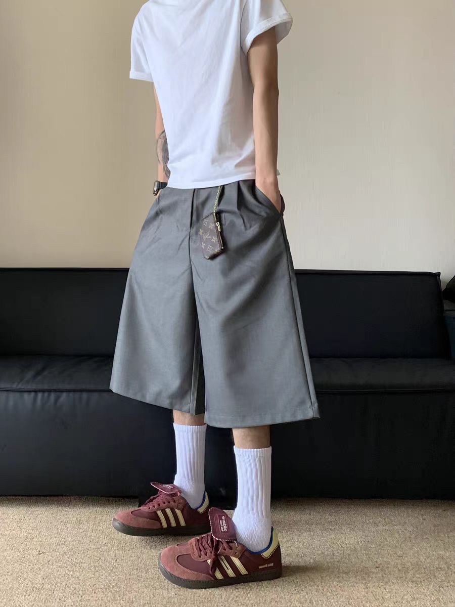 Simple vintage baggy casual suit pants shorts