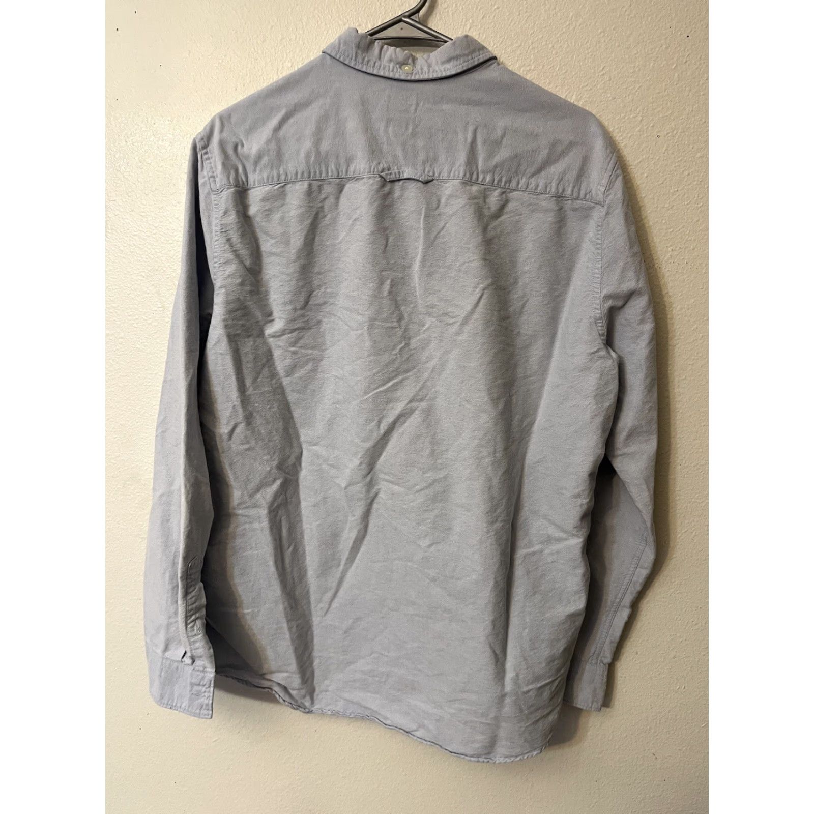H&M H&M Button-Up Dress Shirt Long-Sleeve Regular Fit Large Blue Chambray Solid Button-Down Collar Mens Shirt Size 42R - 3 Thumbnail