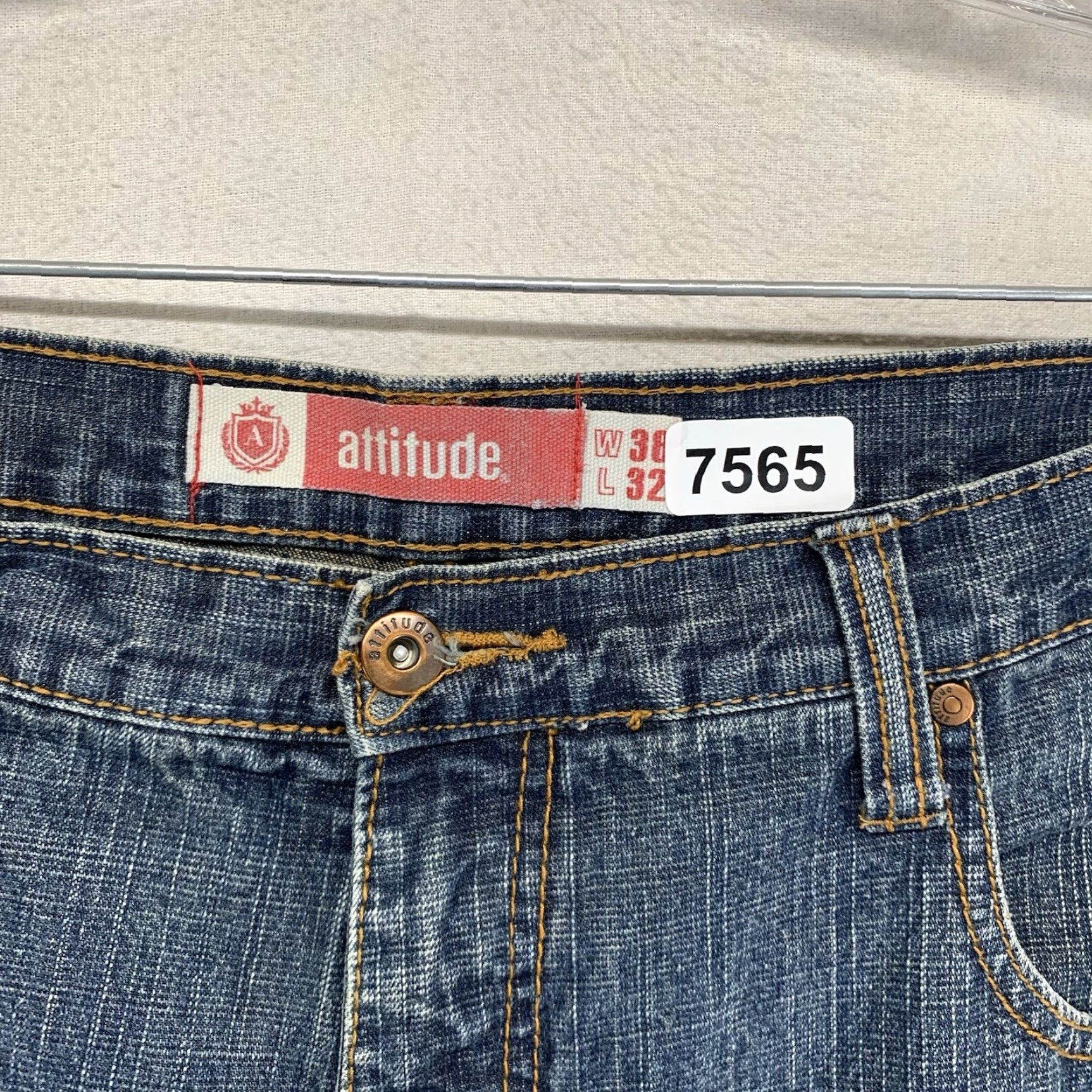 Vintage VINTAGE Attitude Men's Jeans 38x32 Dark Wash 90s Style High Rise Relaxed Fit Denim Baggy Skater Pants Size US 38 / EU 54 - 5 Thumbnail
