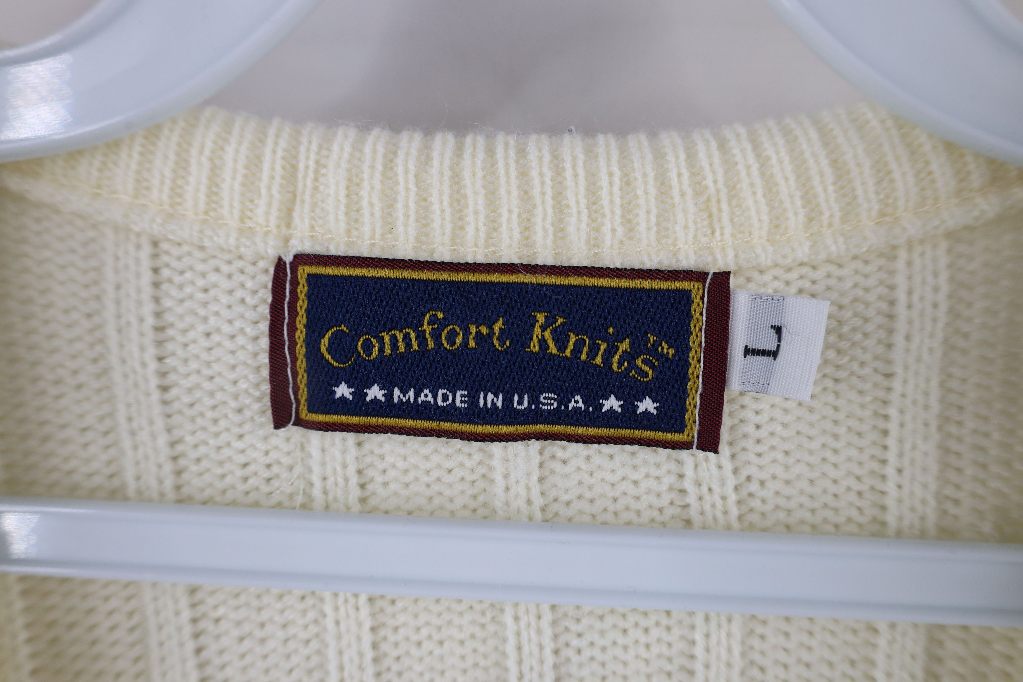 Vintage Vintage 70s Streetwear Knit V-Neck Sweater Vest Cream USA Size US L / EU 52-54 / 3 - 4 Thumbnail