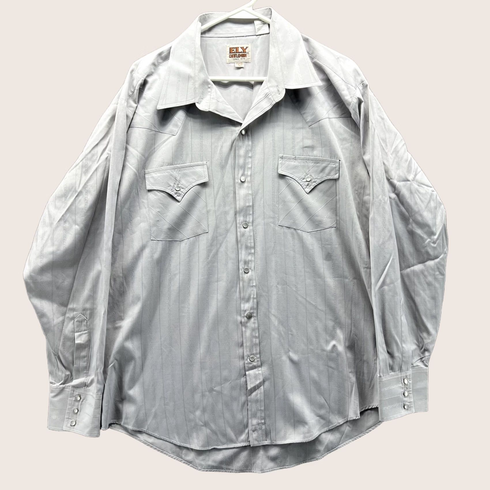 Vintage Ely Cattleman Shirt Mens XL Gray Stripe Long Sleeve Western Snap Front Cowboy Size US XL / EU 56 / 4 - 1 Thumbnail