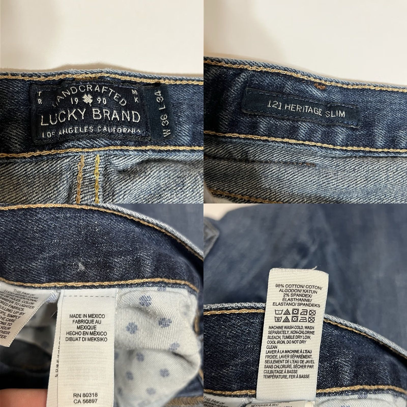 Lucky Brand Lucky Brand Jeans Mens 36x34 Blue 121 Heritage Slim Denim Shirt? No, Jeans. Size US 36 / EU 52 - 8 Thumbnail