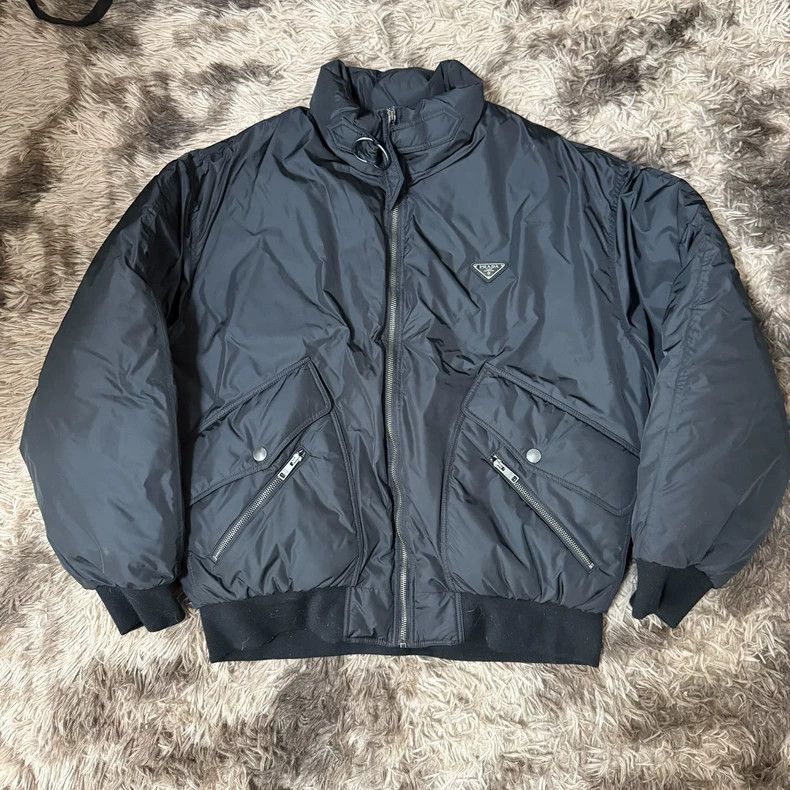 ジャケット・アウター 2015 PRADA Triangle logo nylon jacket Prada Triangle Logo Nylon Bomber Jacket