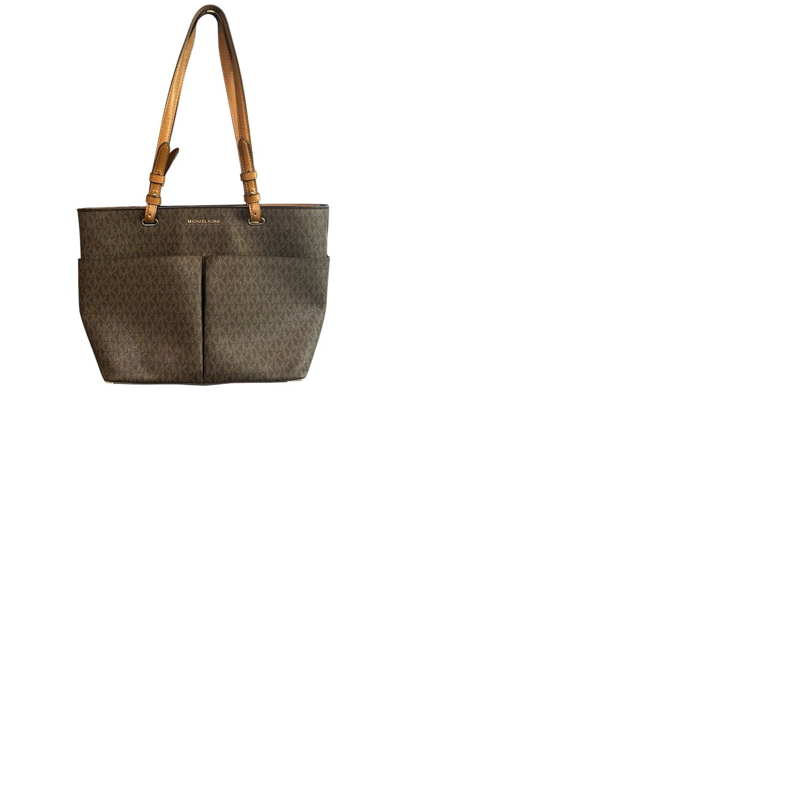 Michael Kors MICHAEL KORS Jet Set Travel Medium Double Pocket Tote Shoulder Bag MK Brown Read Womens Bag Size ONE SIZE - 12 Thumbnail