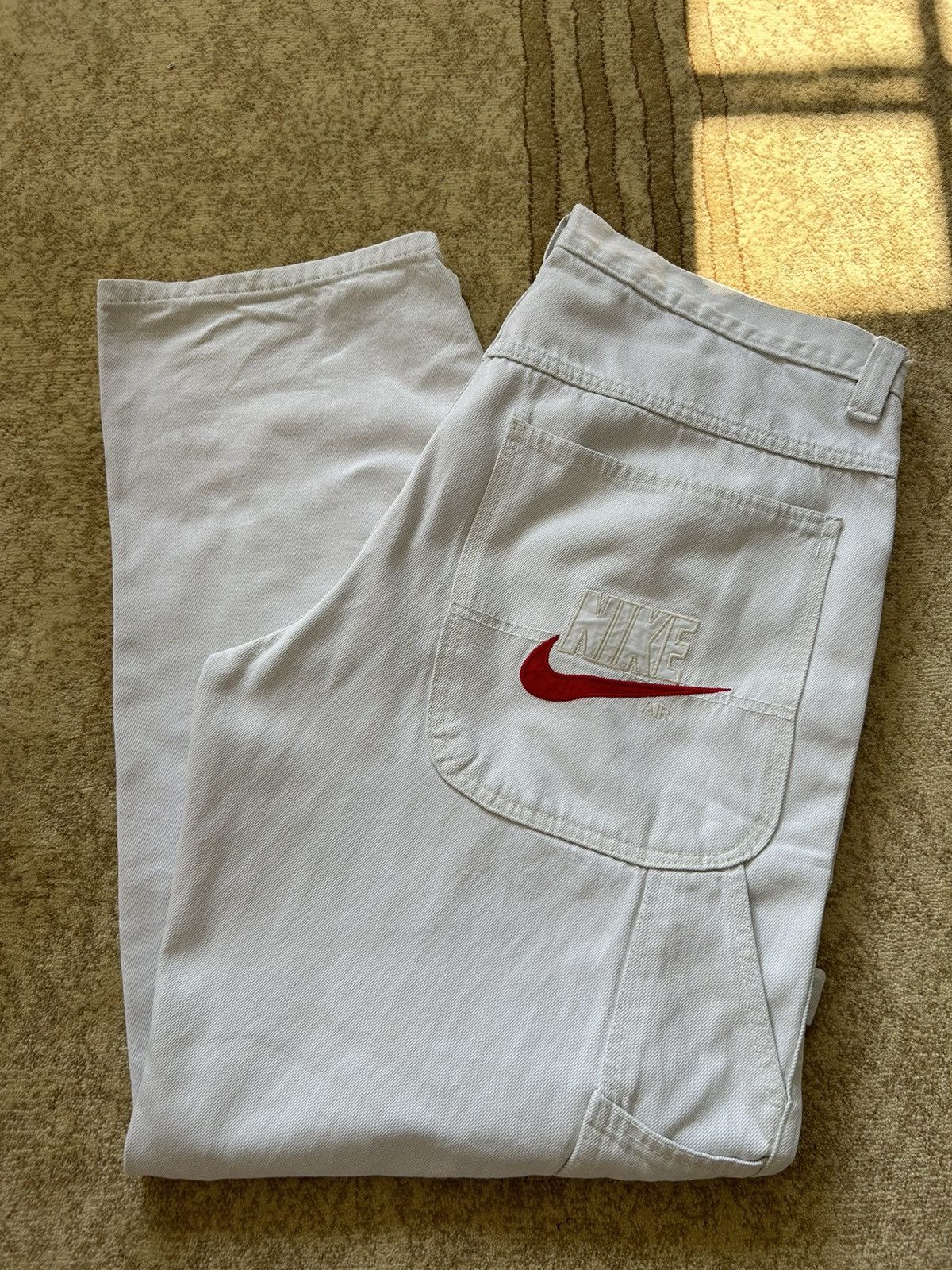 Nike × Vintage Vintage 80s Nike Air Embroidered Carpenter Baggy Pants Size US 36 / EU 52 - 1 Thumbnail