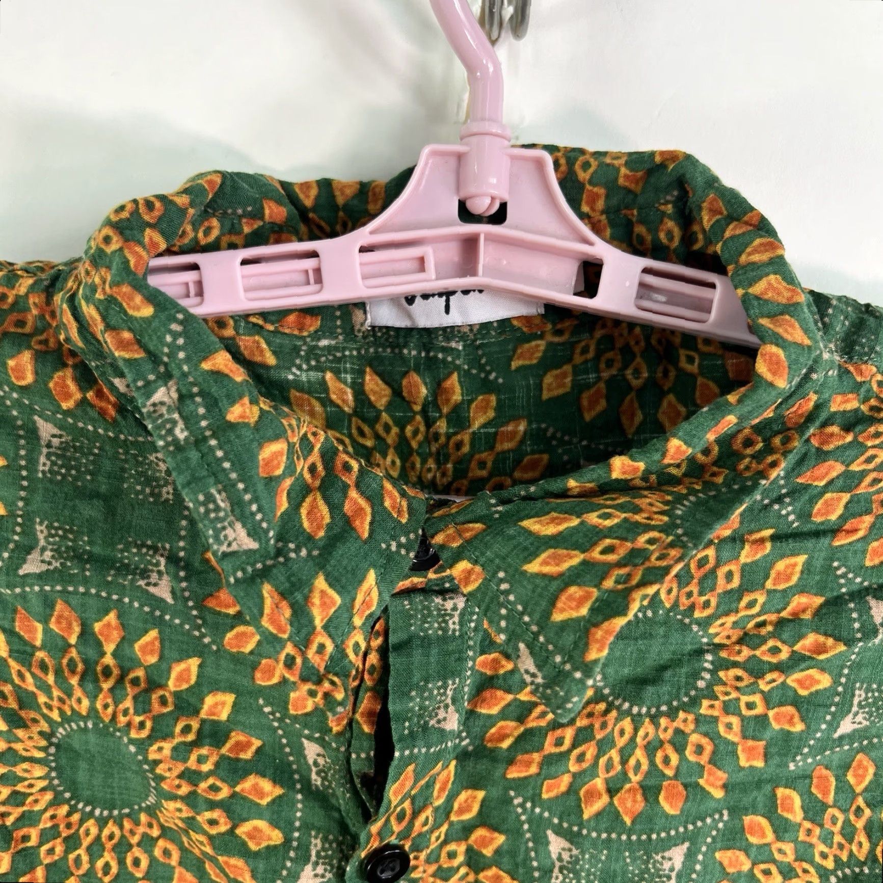 Vintage Vat Pave Button-Up Shirt Mens 2XL Green Short Sleeve Geometric Embroidered Pockets All Seasons Casual Travel Shirt Size US XXL / EU 58 / 5 - 4 Thumbnail