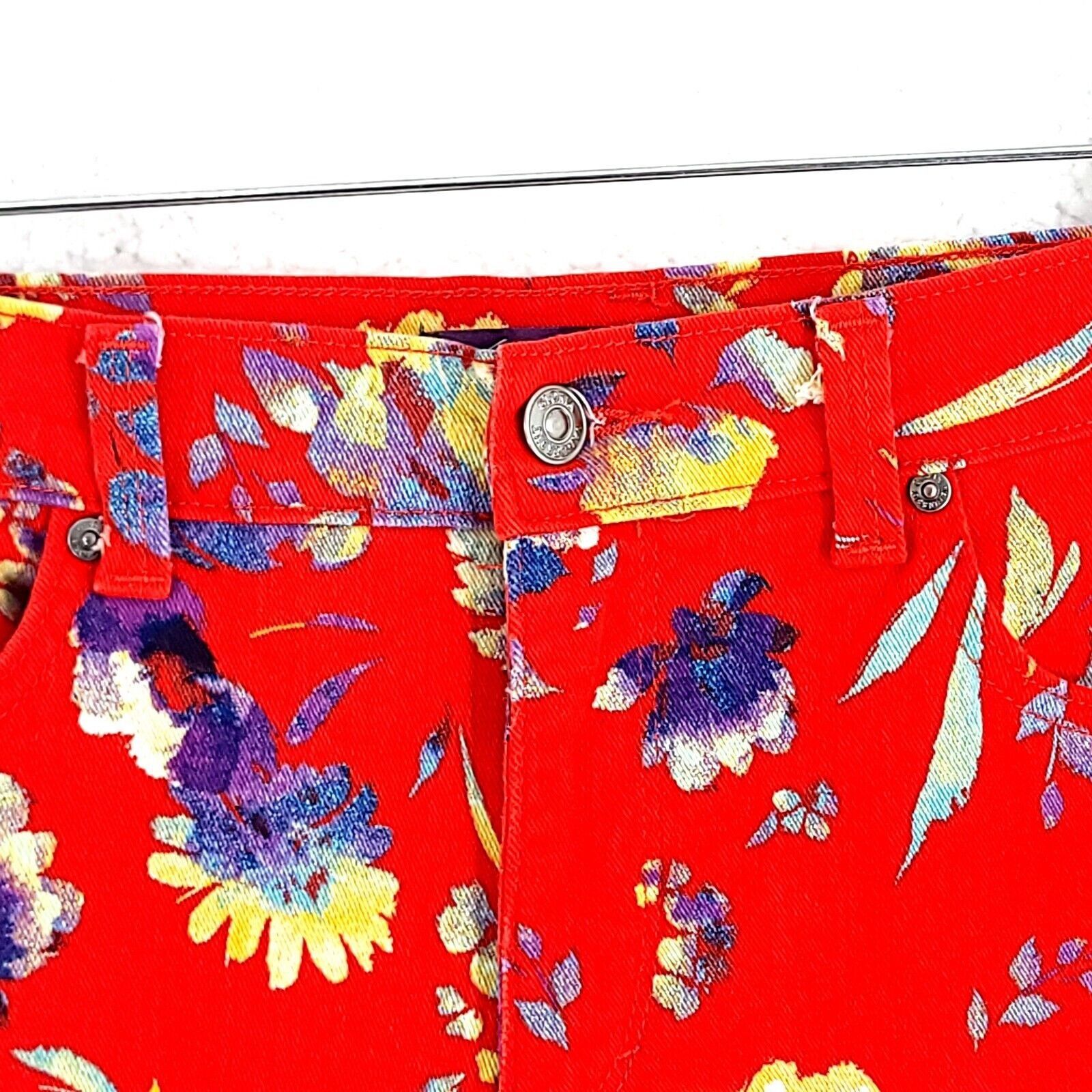Gloria Vanderbilt Gloria Vanderbilt Amanda Red Purple Floral Denim Size 6 Aver Size 28" / US 6 / IT 42 - 3 Thumbnail