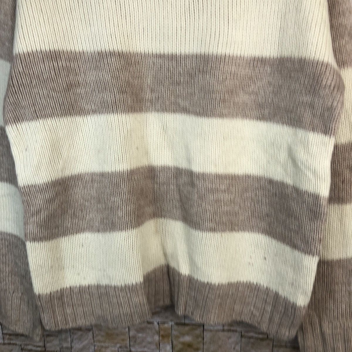 GU × OVER THE STRiPES GU Stripe Brown White Knitwear #A482 Size L / US 10 / IT 46 - 5 Thumbnail