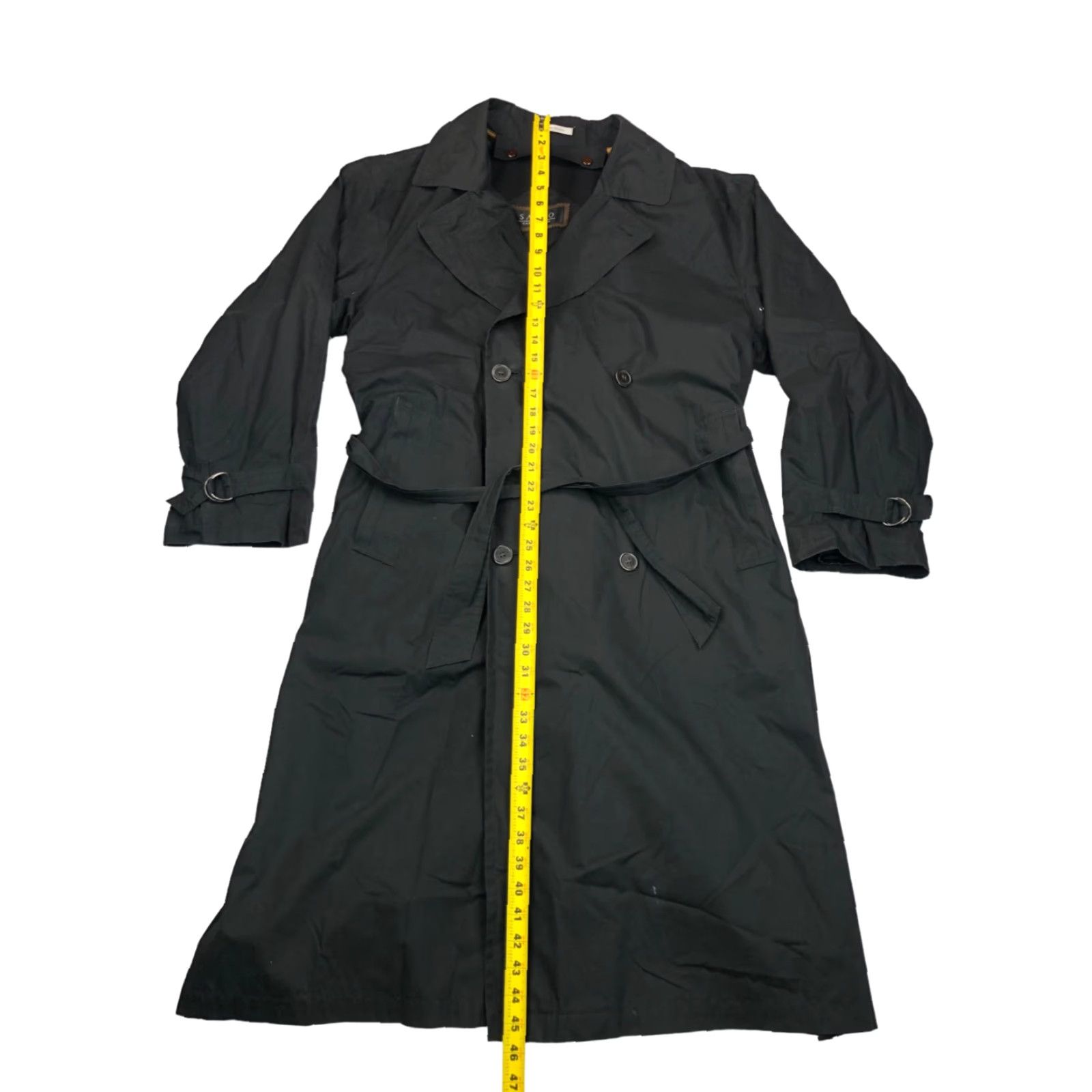 Vintage Sanyo Women's Coat Double-Breasted Belted Black MEDIUM Size M / US 6-8 / IT 42-44 - 7 Thumbnail
