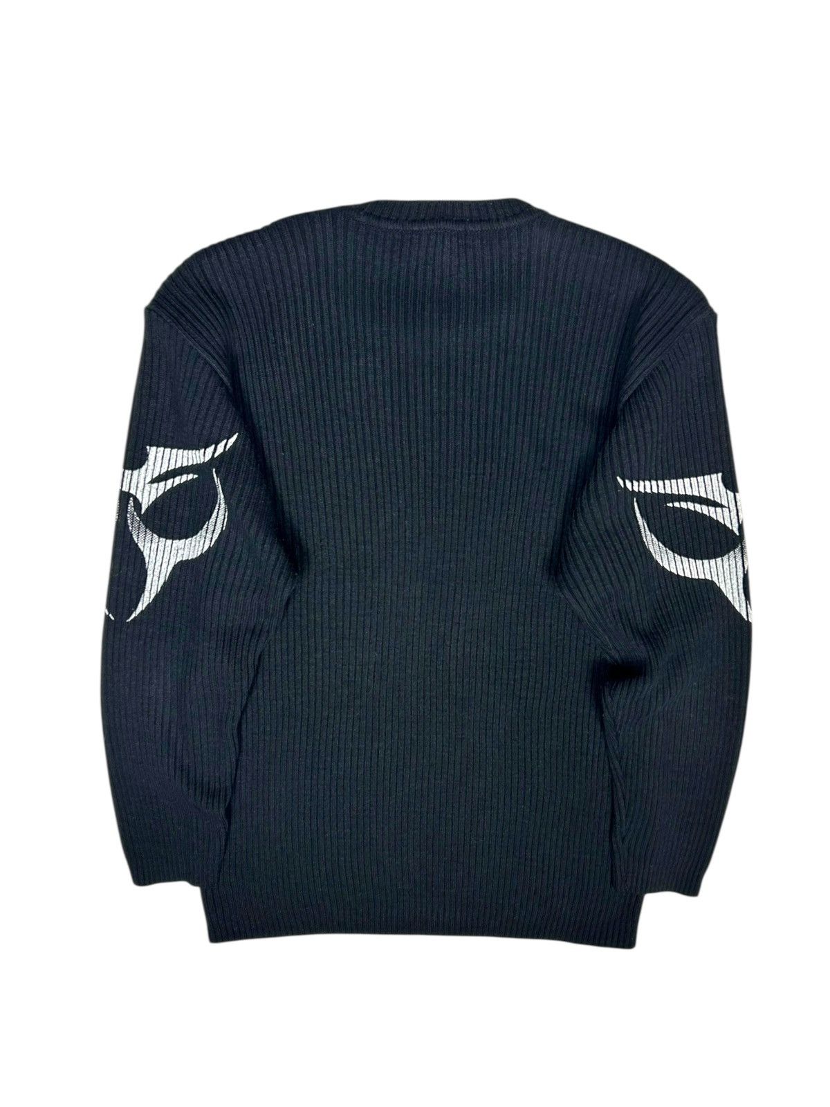 Japanese Brand Avantgarde Black Tribal Tatoo Ribbed Y2K knit sweater Size US L / EU 52-54 / 3 - 2 Thumbnail