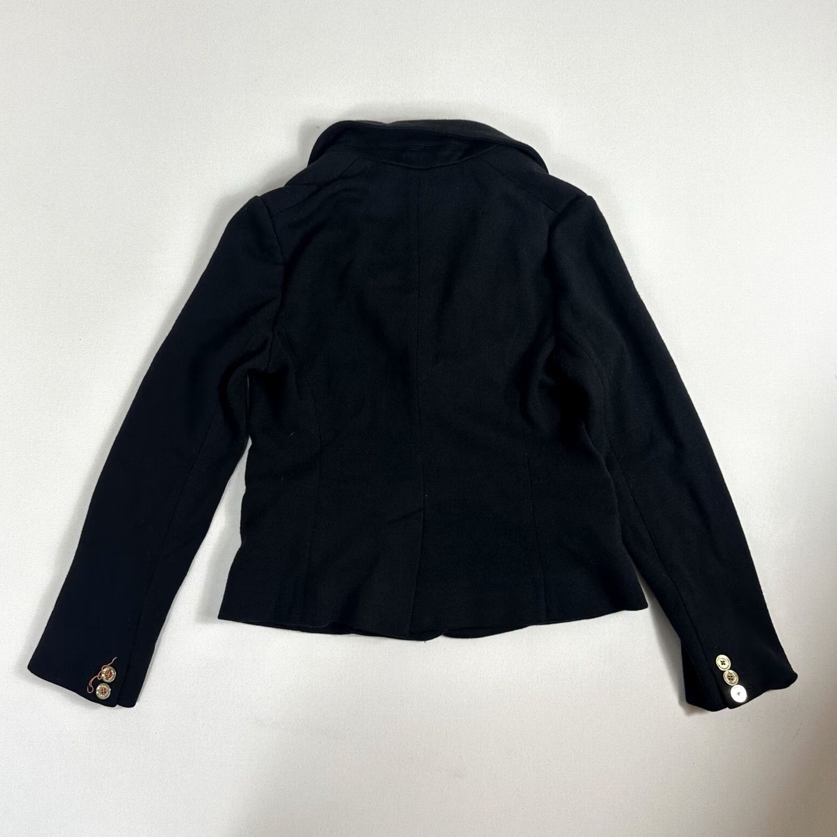 Tory Burch Tory Burch Blazer Womens XS Black Wool Blend Double Pocket Gold Buttons Size XS / US 0-2 / IT 36-38 - 2 Thumbnail