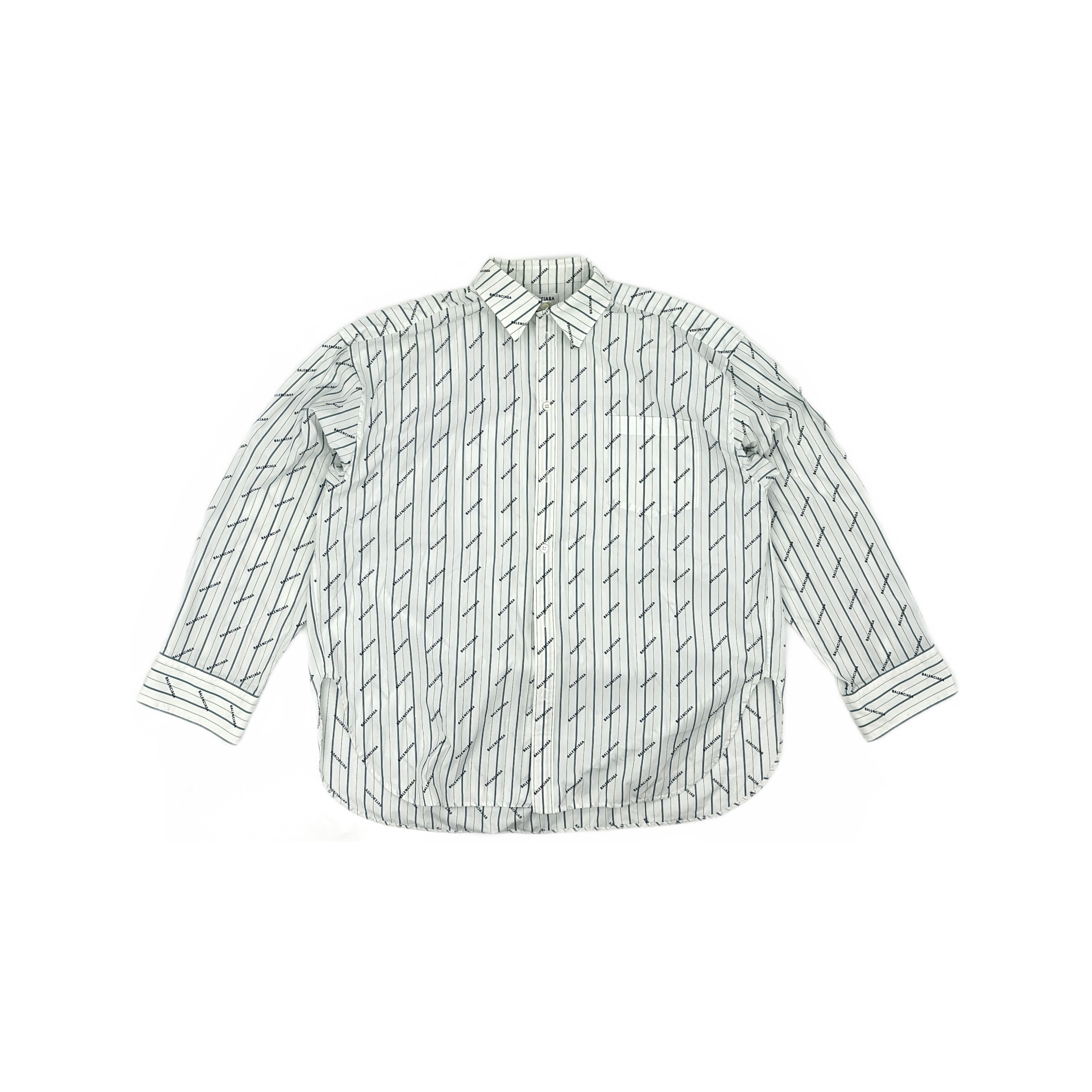 Balenciaga Balenciaga Logo Stripe Button Up Shirt Size 38 Size XS / US 0-2 / IT 36-38 - 1 Thumbnail