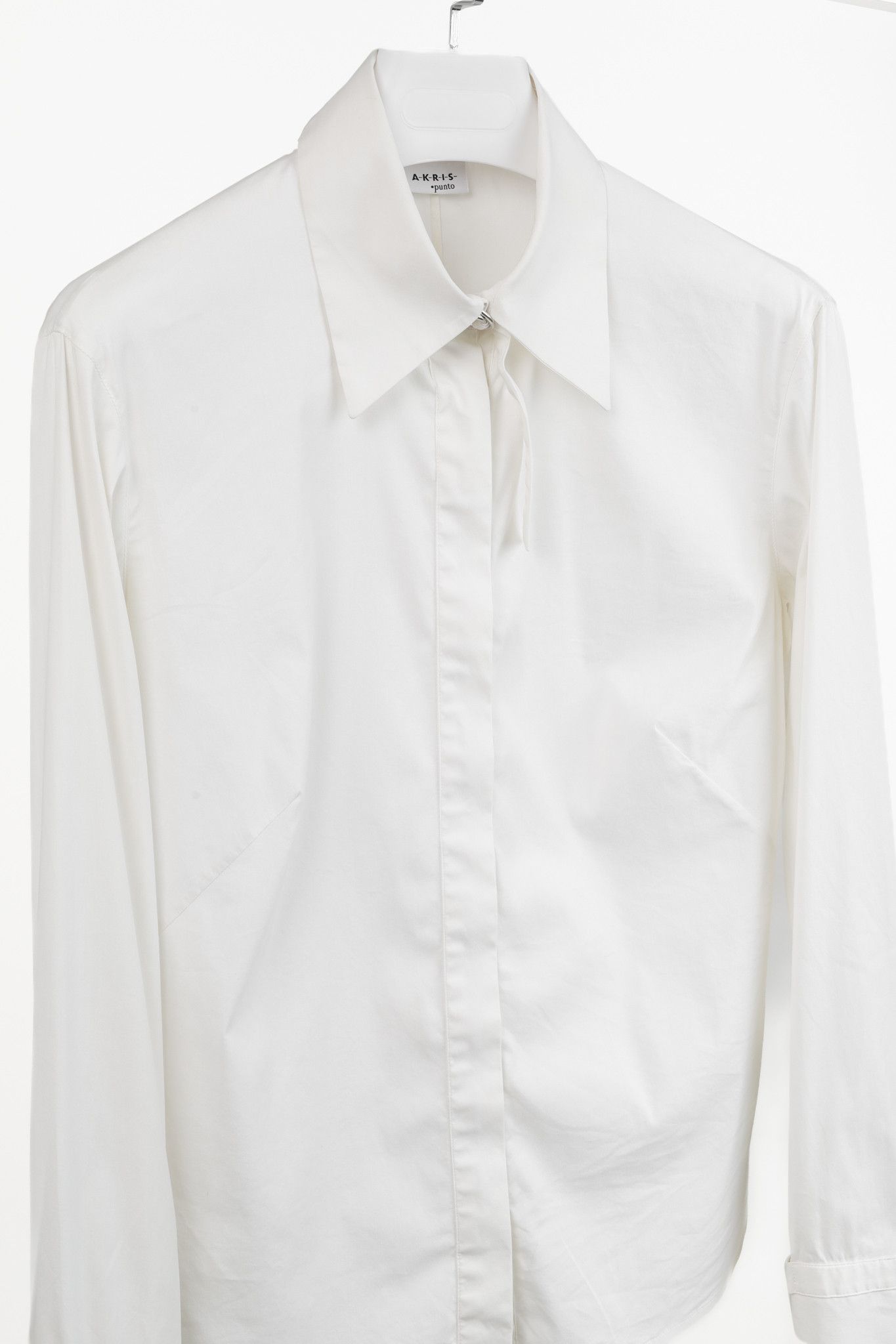 Akris Akris White Zippered Shirt with Belted Collar and Cuffs Size L / US 10 / IT 46 - 3 Thumbnail