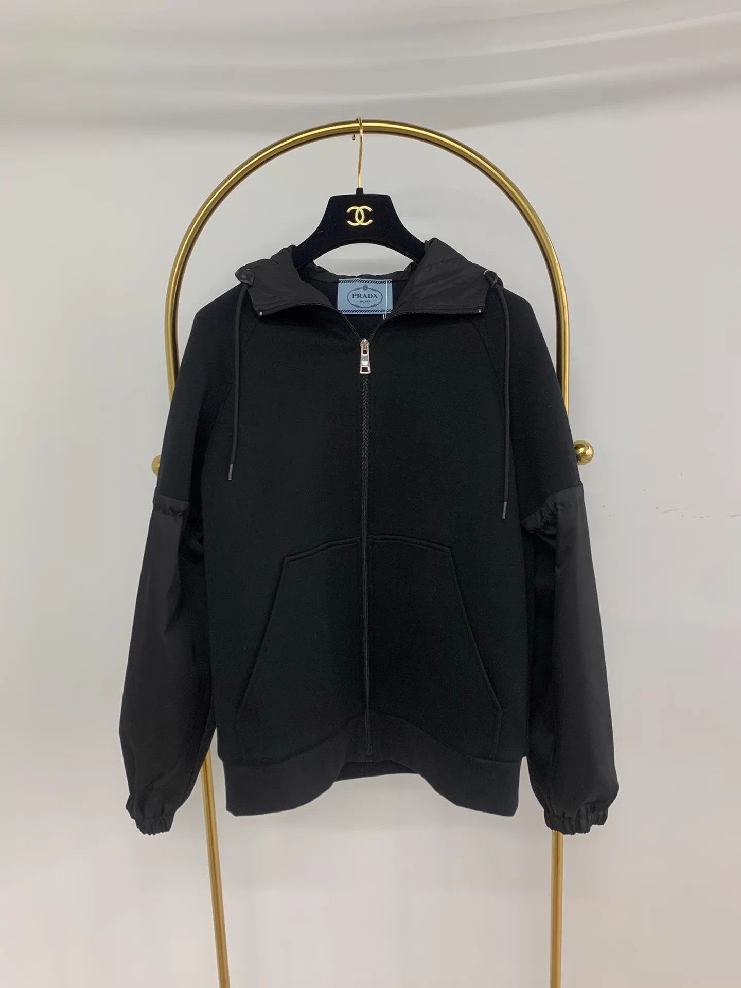 Prada Prada Black Color Blocked Hooded Jacket XS Size XS / US 0-2 / IT 36-38 - 1 Thumbnail