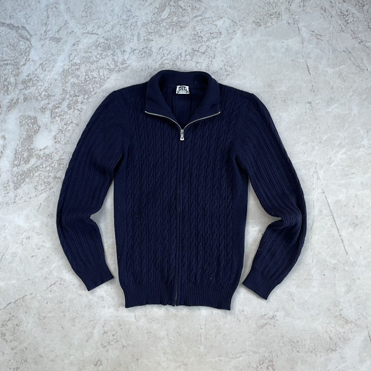Designer × Dolce & Gabbana Dolce & Gabbana Ribbed Knit Cashmere Navy Zip Sweater Size M / US 6-8 / IT 42-44 - 2 Thumbnail